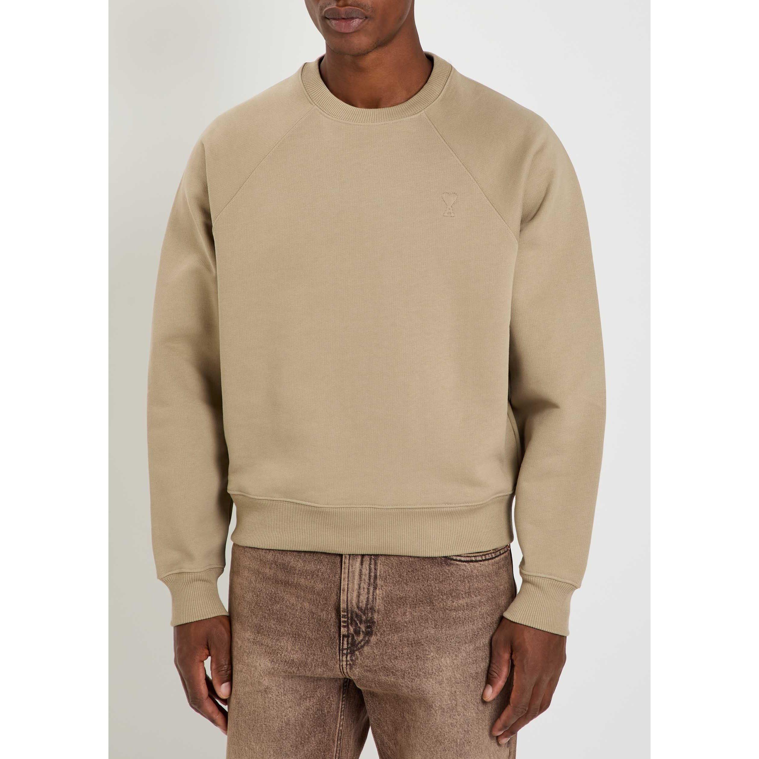 BEIGE - AMI Paris - Men's ADC Tonal Embroidered Crew-Neck Sweatshirt - 2