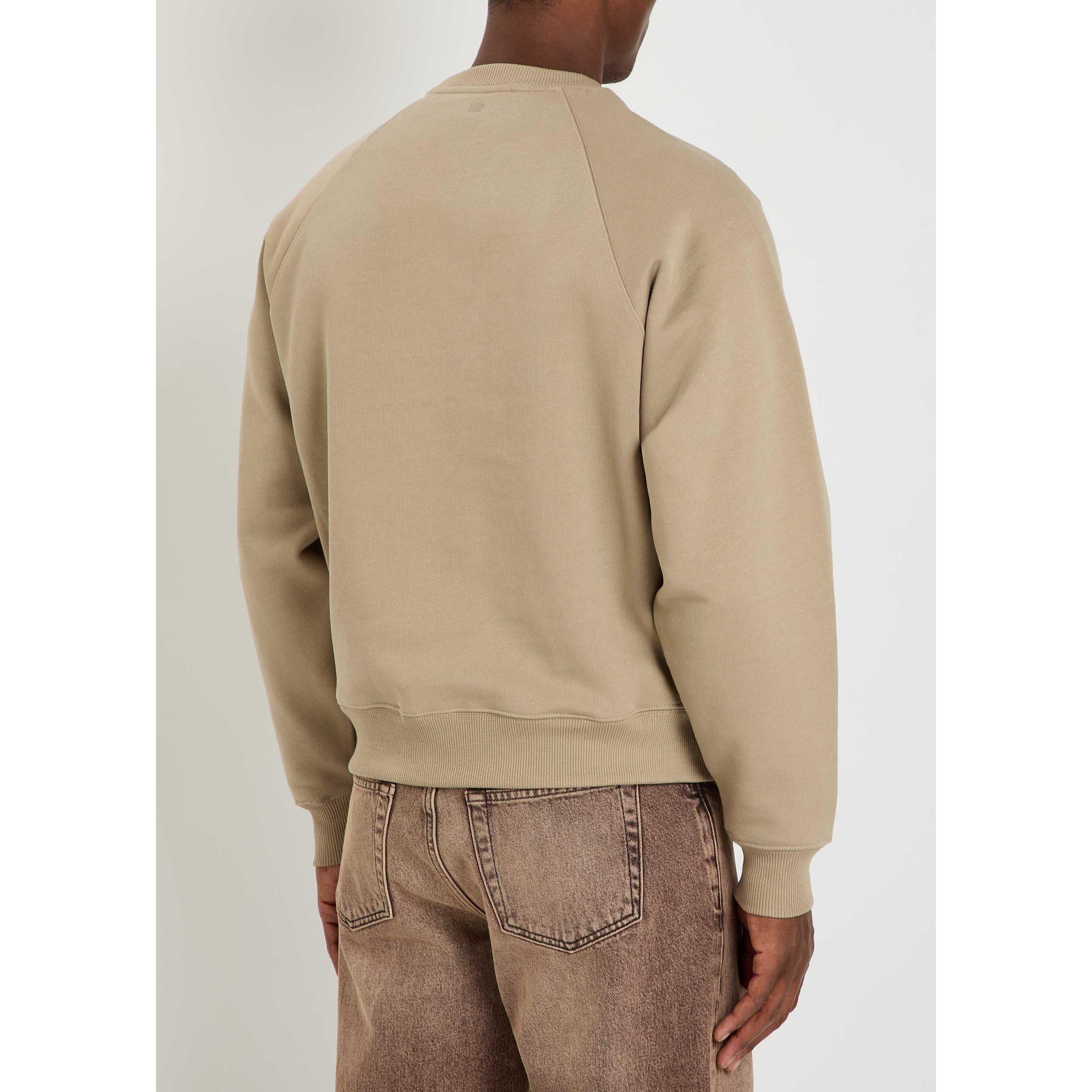 BEIGE - AMI Paris - Men's ADC Tonal Embroidered Crew-Neck Sweatshirt - 3