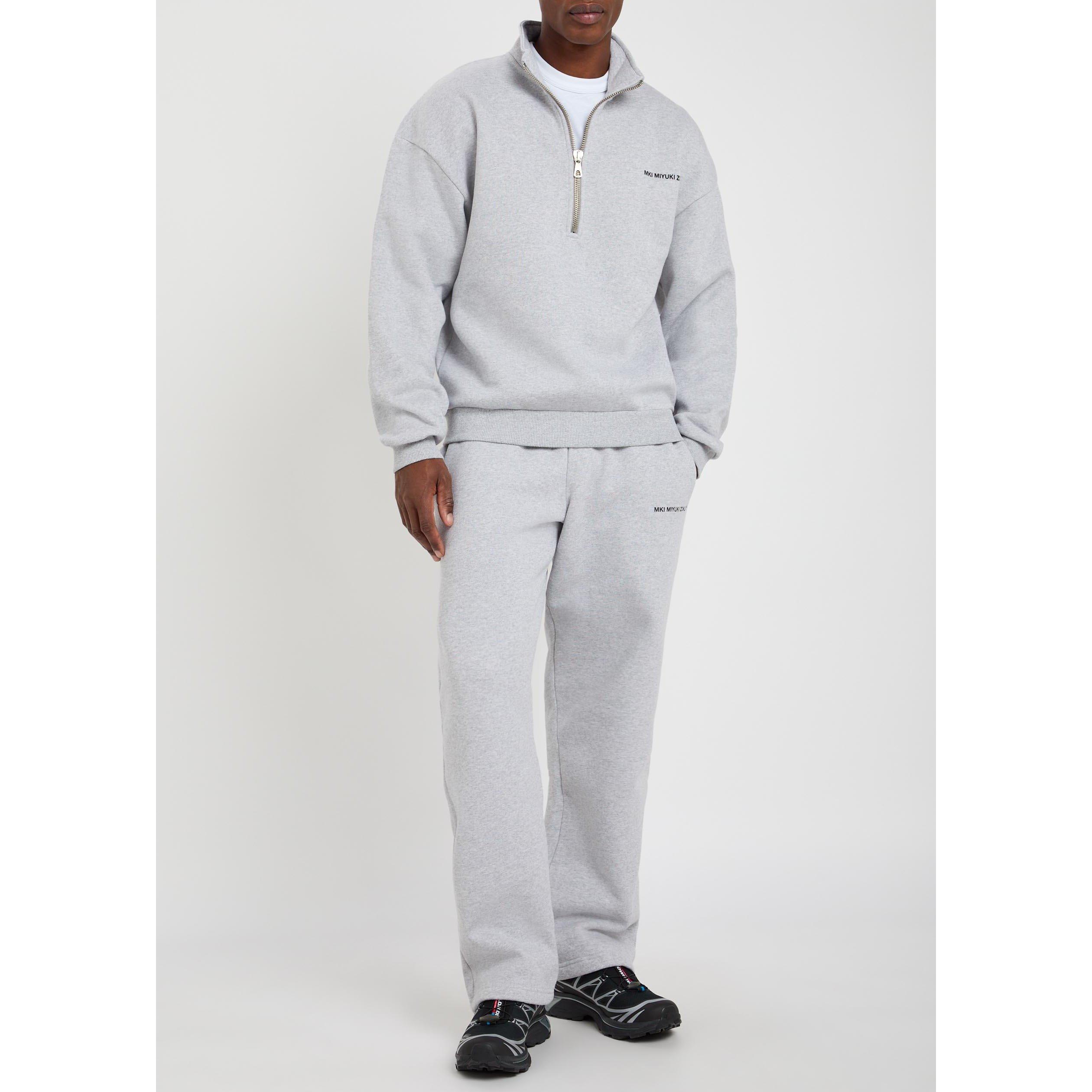 GREY - MKI MIYUKI ZOKU - Men's Uniform Quarter-Zip Cotton Sweatshirt - 5