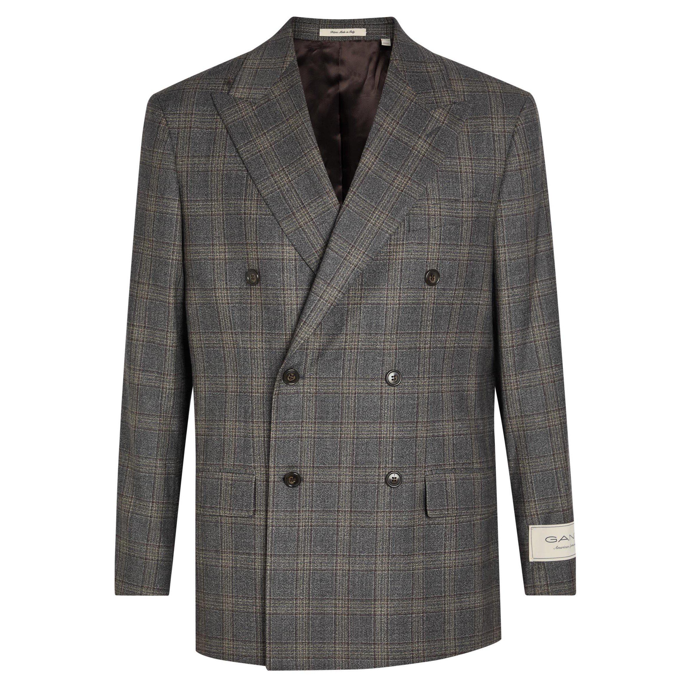 DARK GREY - Gant - Men's Check Wool Suit Jacket - 1