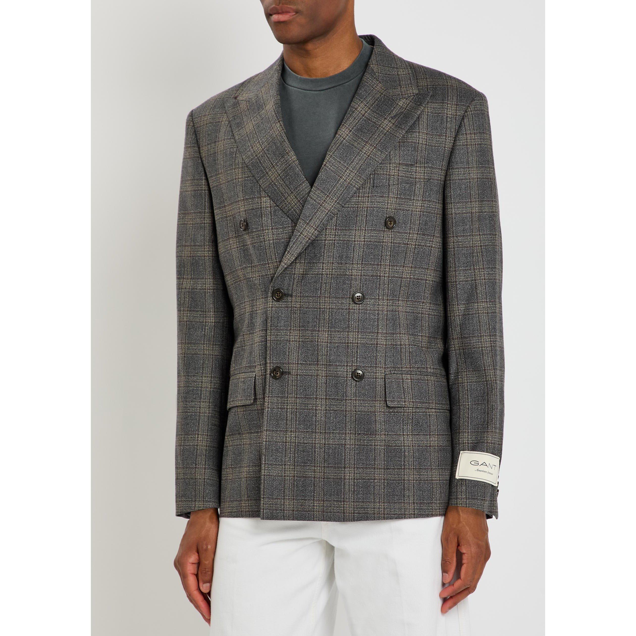 DARK GREY - Gant - Men's Check Wool Suit Jacket - 2