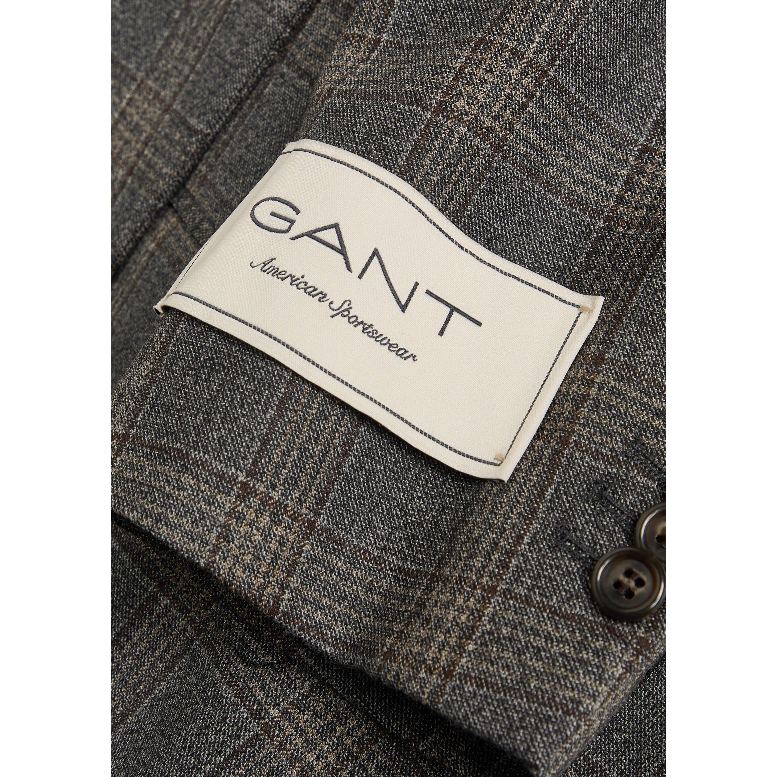 DARK GREY - Gant - Men's Check Wool Suit Jacket - 4