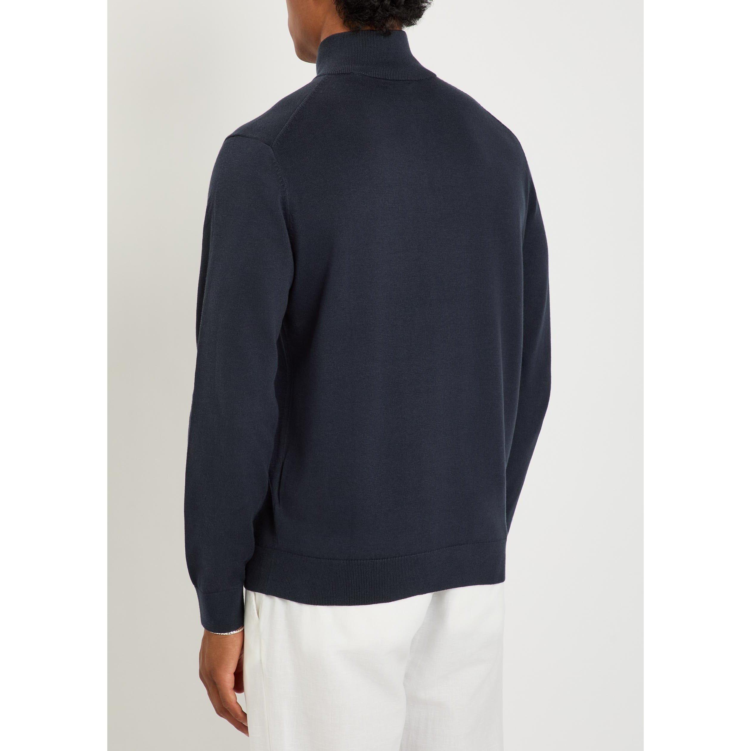 NAVY - Gant - Men's Cotton 1/4-Zip Sweatshirt - 3