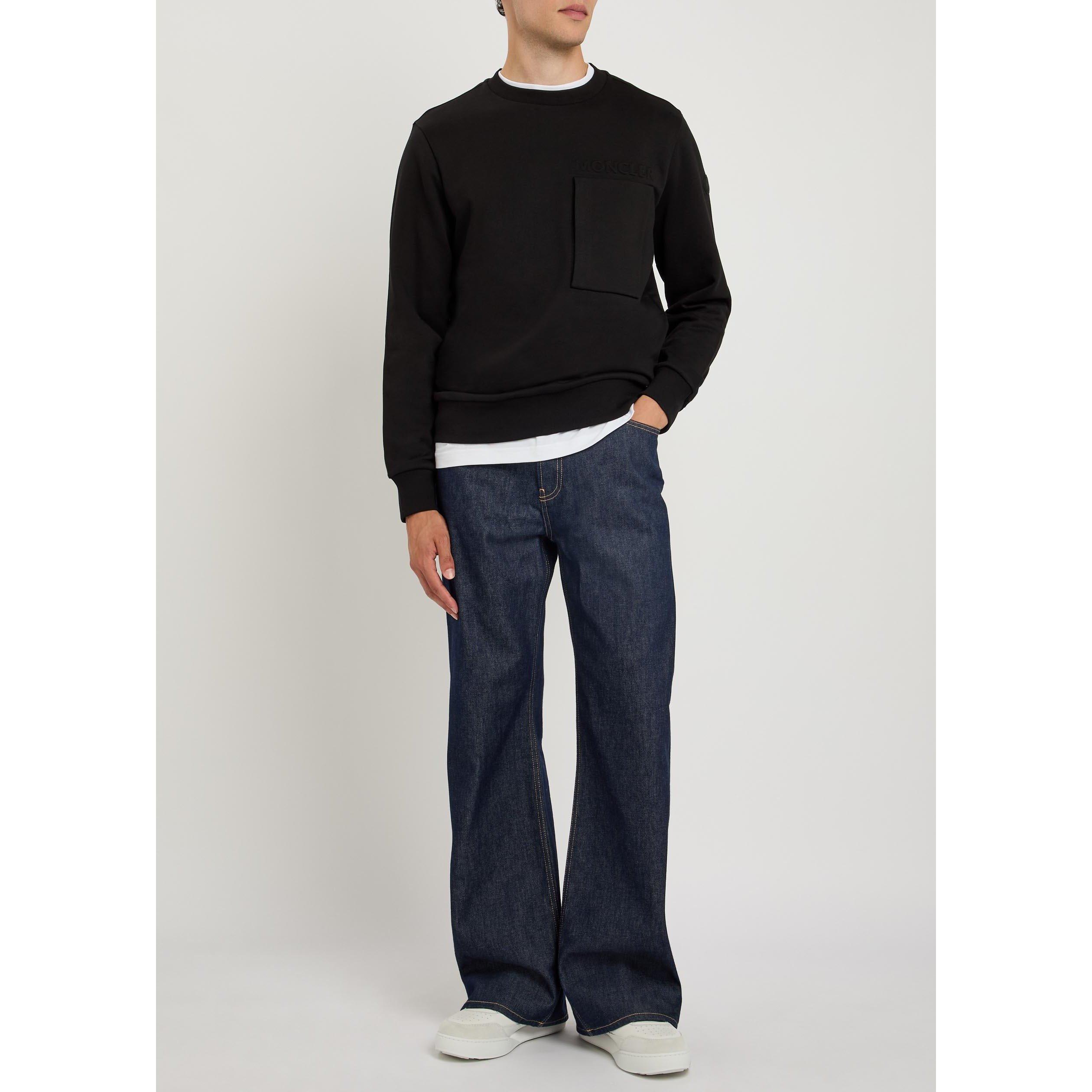 BLACK - Moncler - Men's 1 Pocket Cotton Relaxed-Fit Sweatshirt - 5
