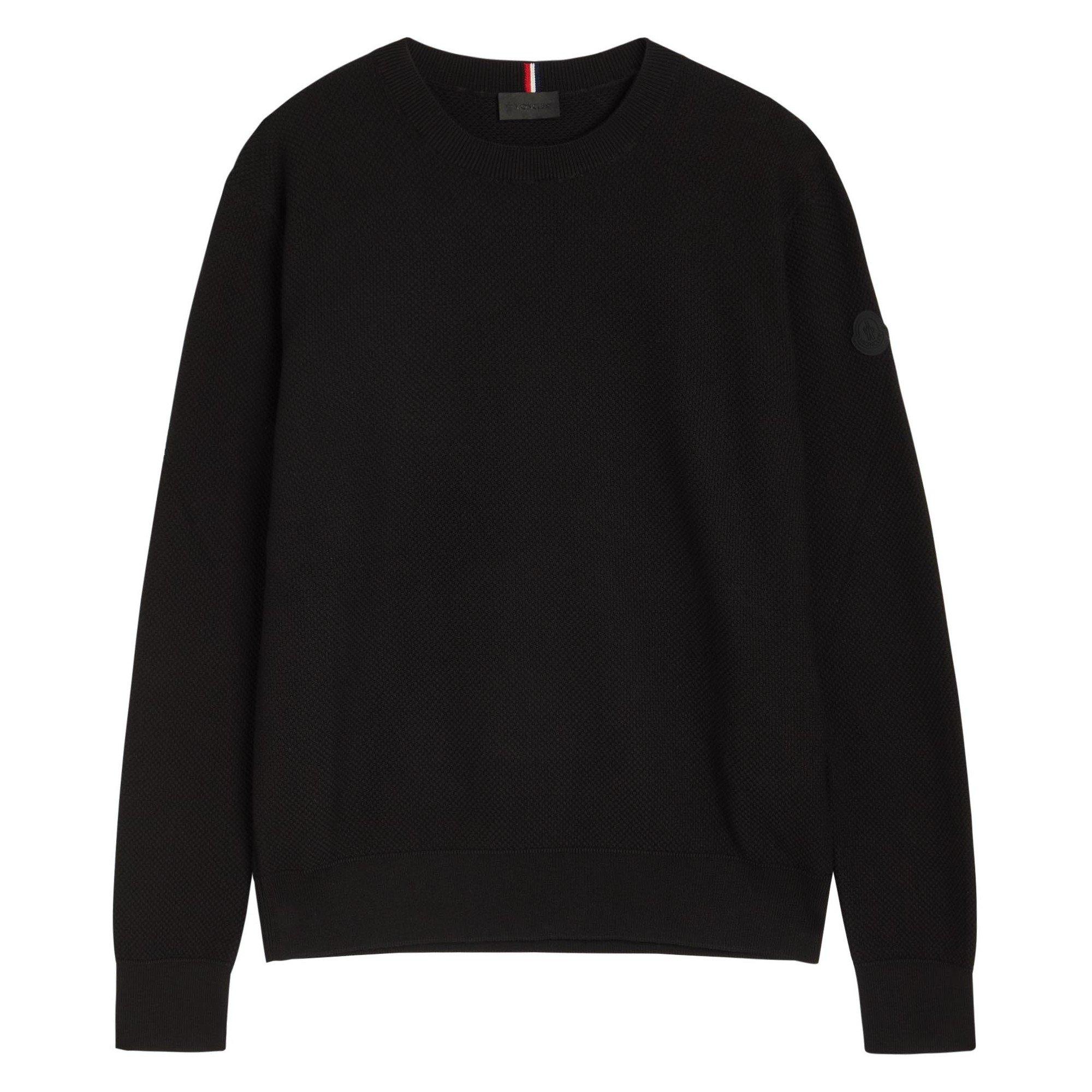 BLACK - Moncler - Men's Cotton Crew-Neck Slim-Fit Sweatshirt - 1