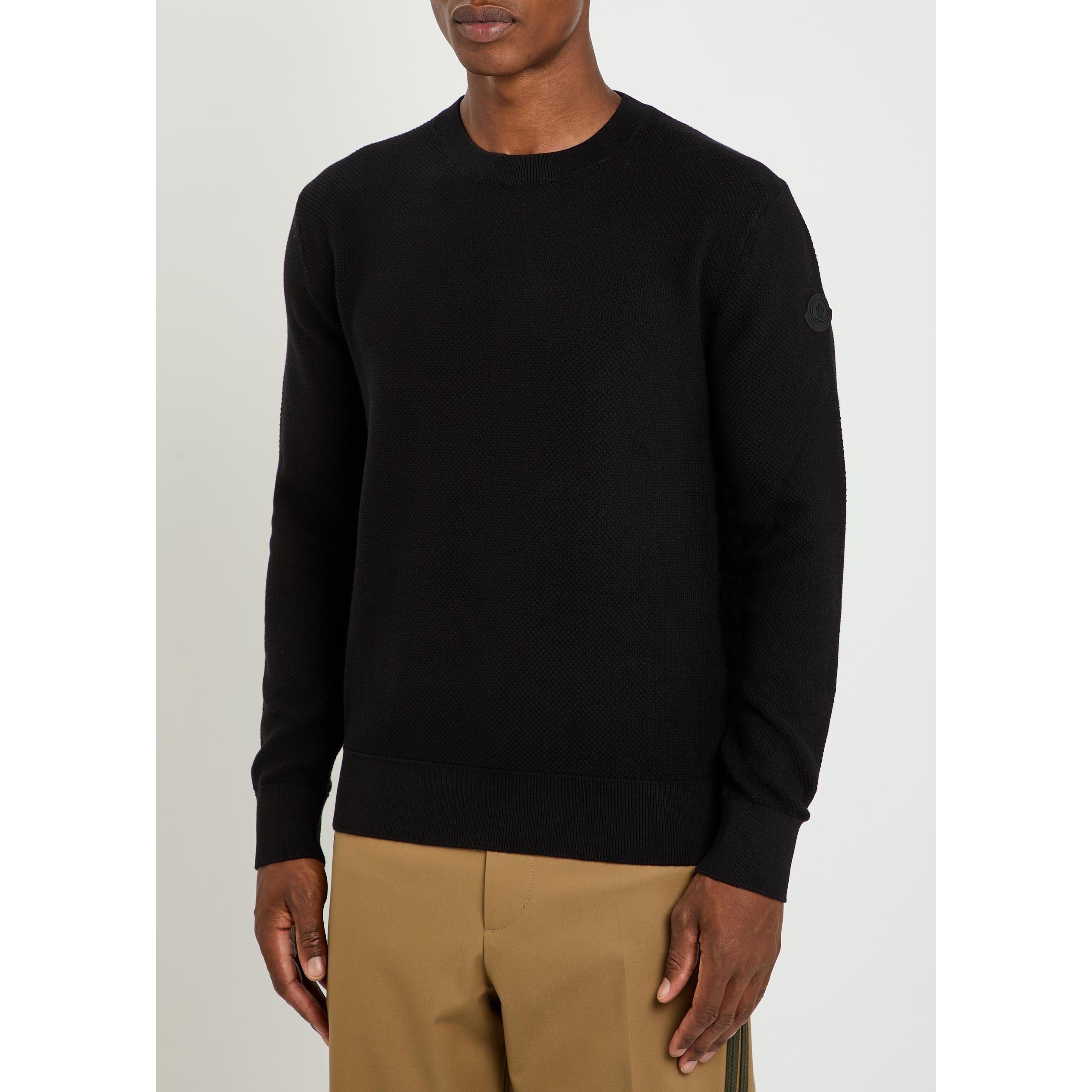 BLACK - Moncler - Men's Cotton Crew-Neck Slim-Fit Sweatshirt - 2
