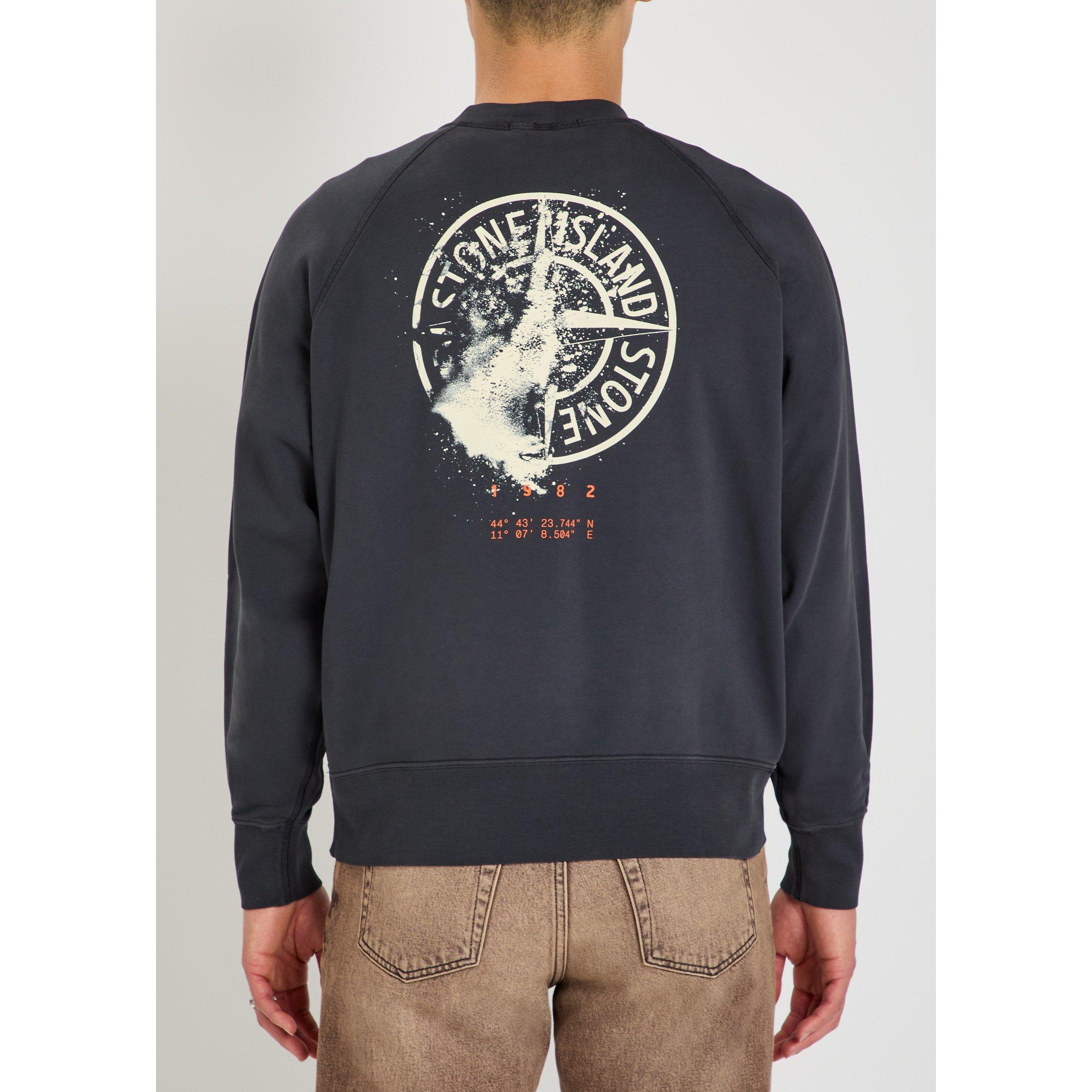 NAVY - Stone Island - Men's Desert Print Cotton Sweatshirt - 3