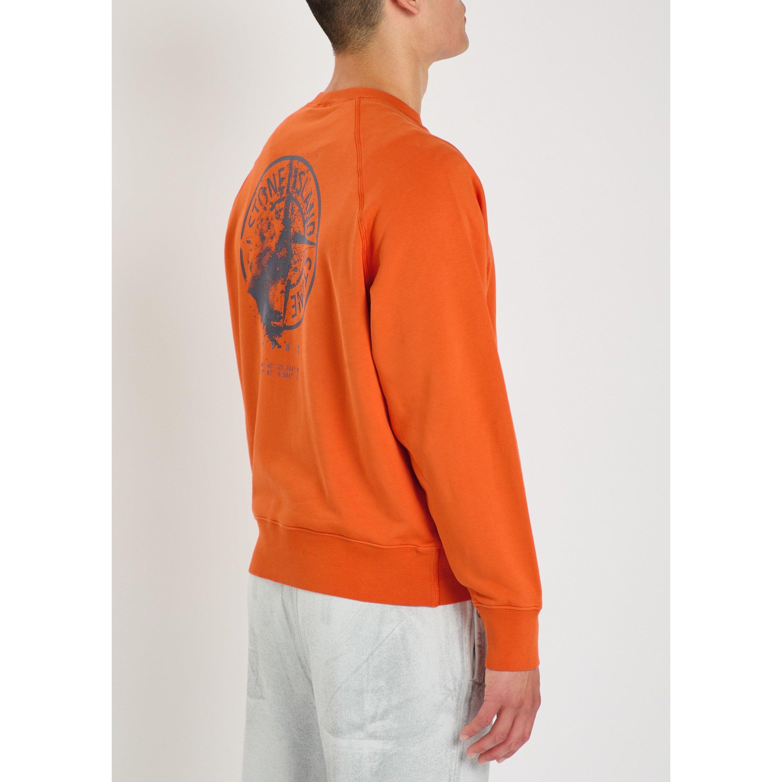 ORANGE - Stone Island - Men's Desert Print Cotton Sweatshirt - 3