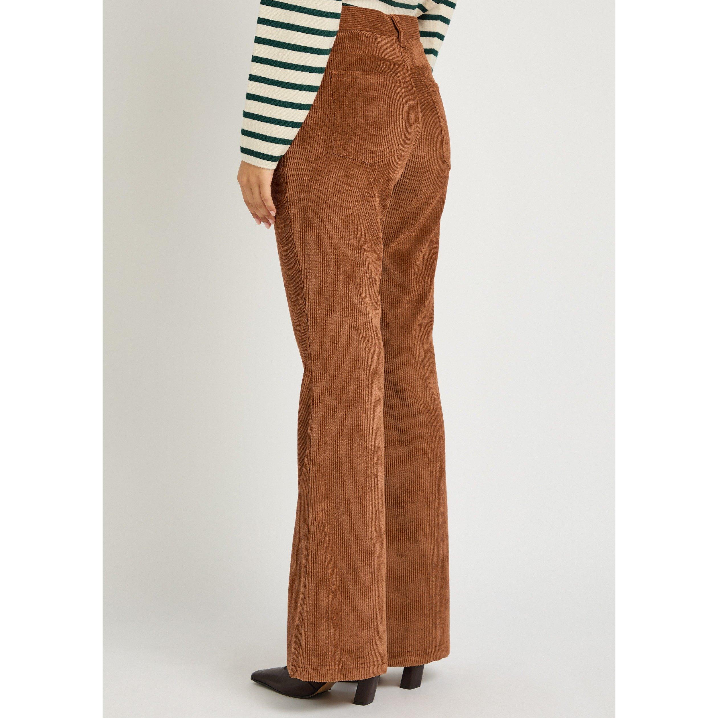 BROWN - Moncler - Women's Flared High-Waisted Corduroy Trousers - 3