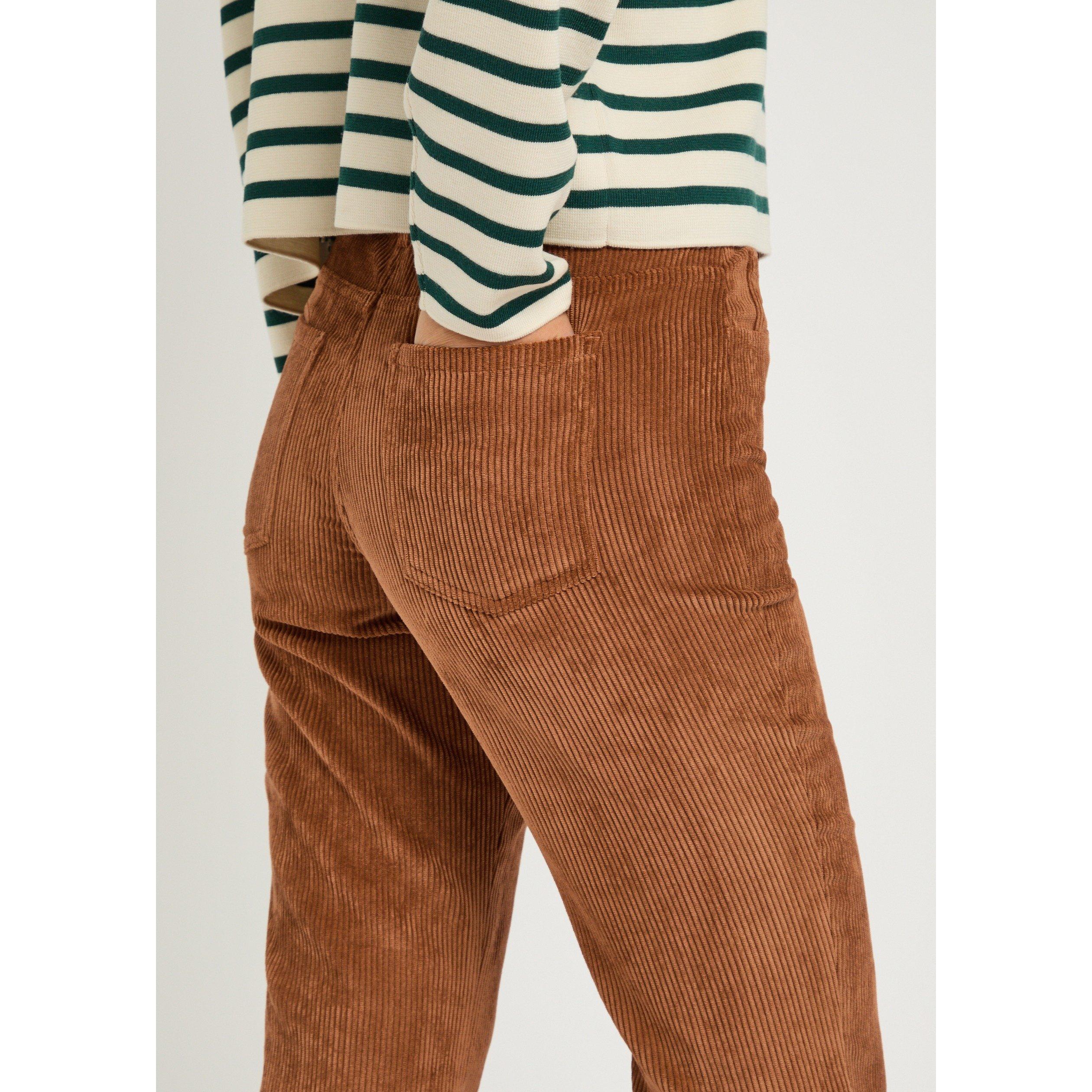 BROWN - Moncler - Women's Flared High-Waisted Corduroy Trousers - 4