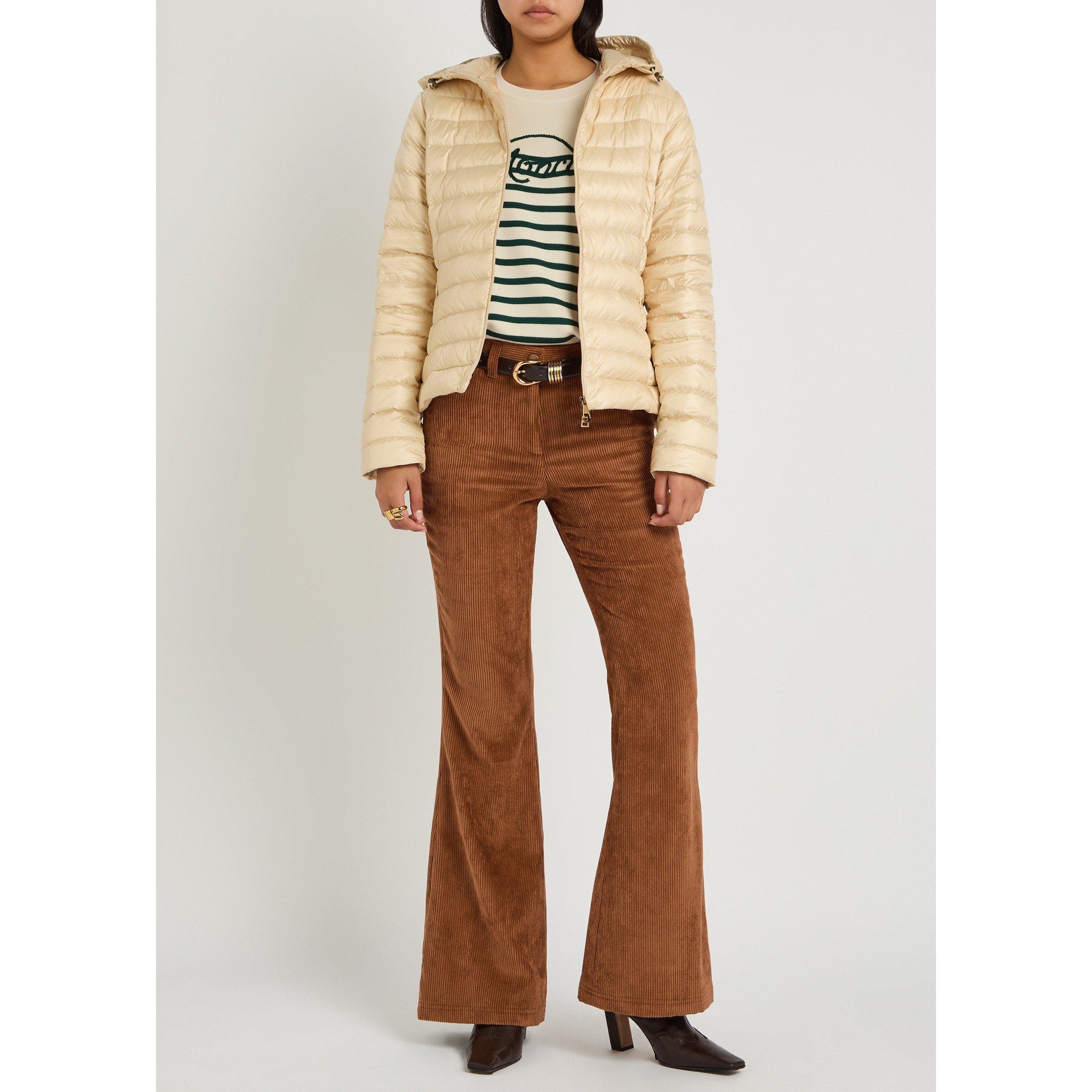 BROWN - Moncler - Women's Flared High-Waisted Corduroy Trousers - 5