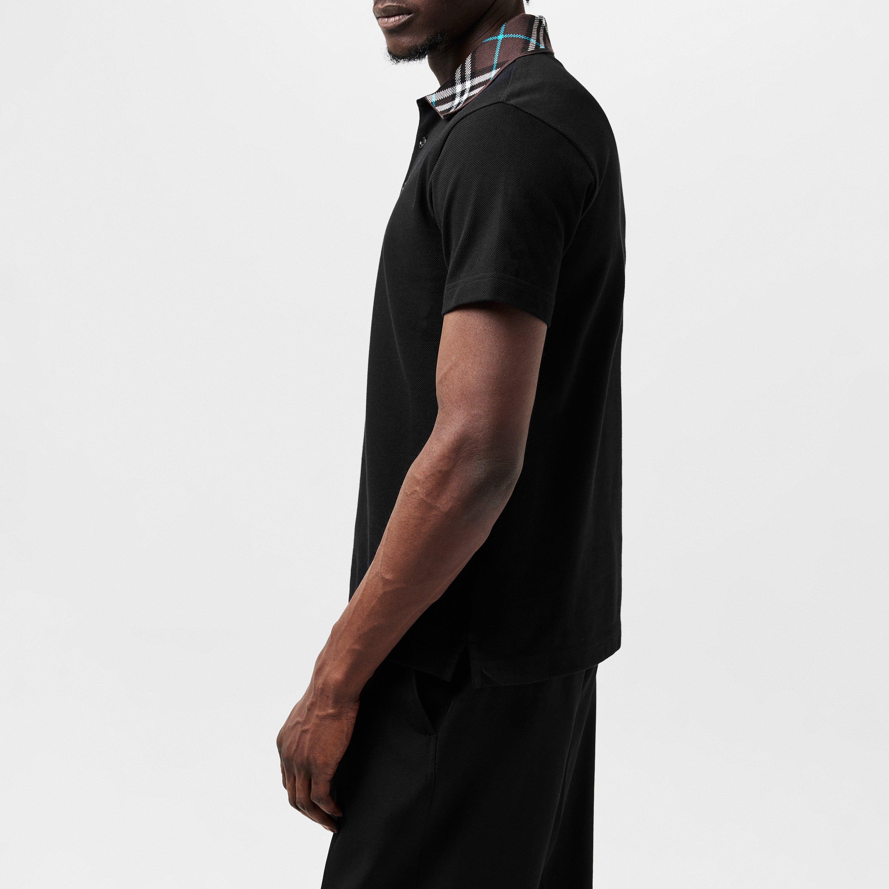 Black - Burberry - Check Collar Polo Shirt - 2
