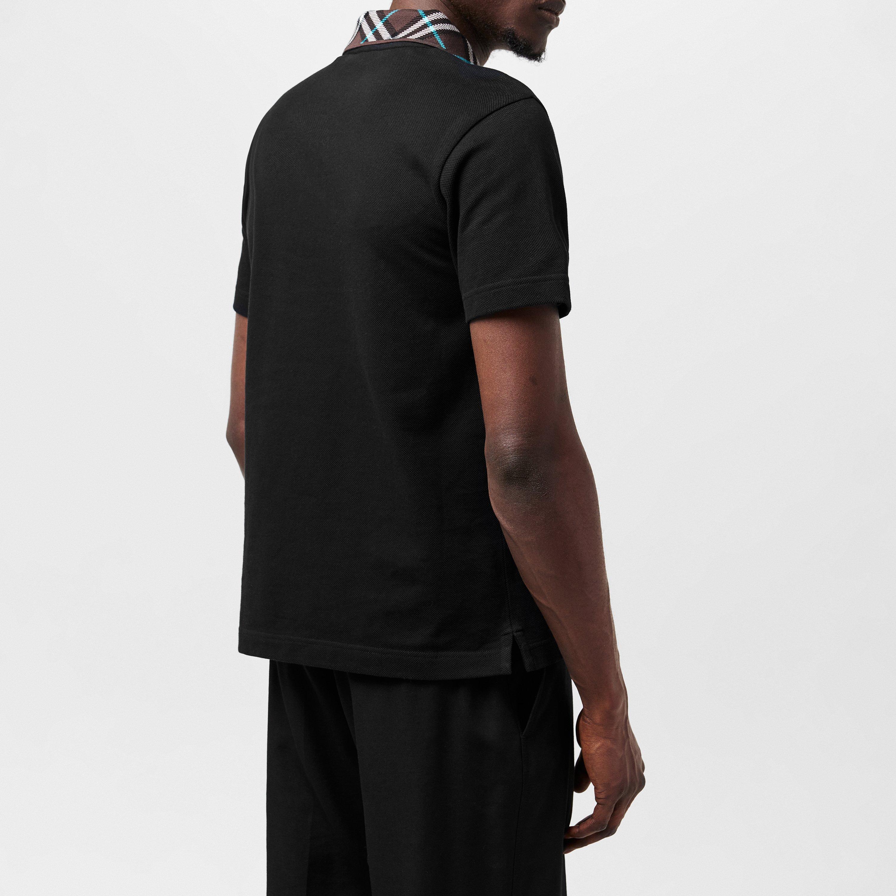 Black - Burberry - Check Collar Polo Shirt - 3