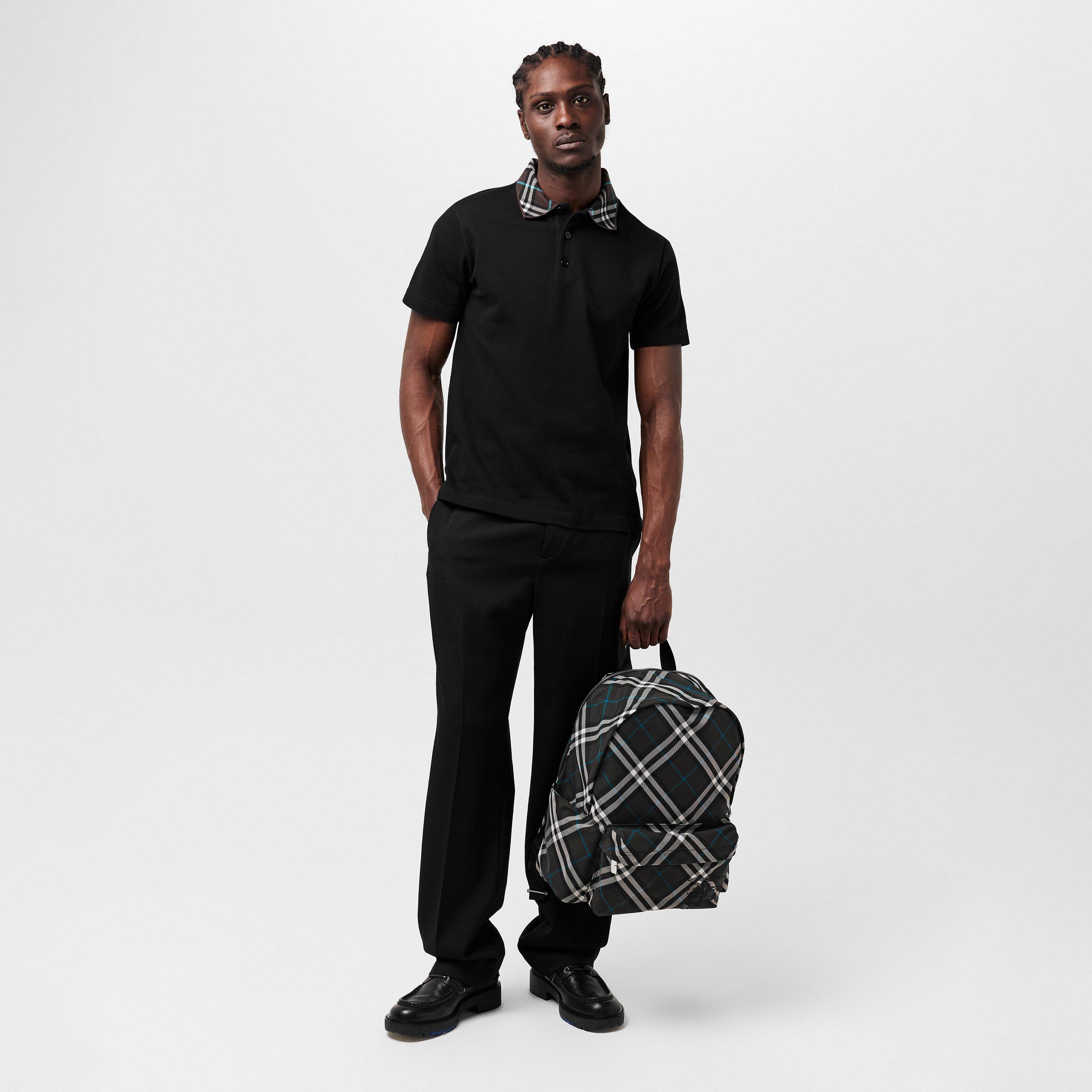 Black - Burberry - Check Collar Polo Shirt - 4