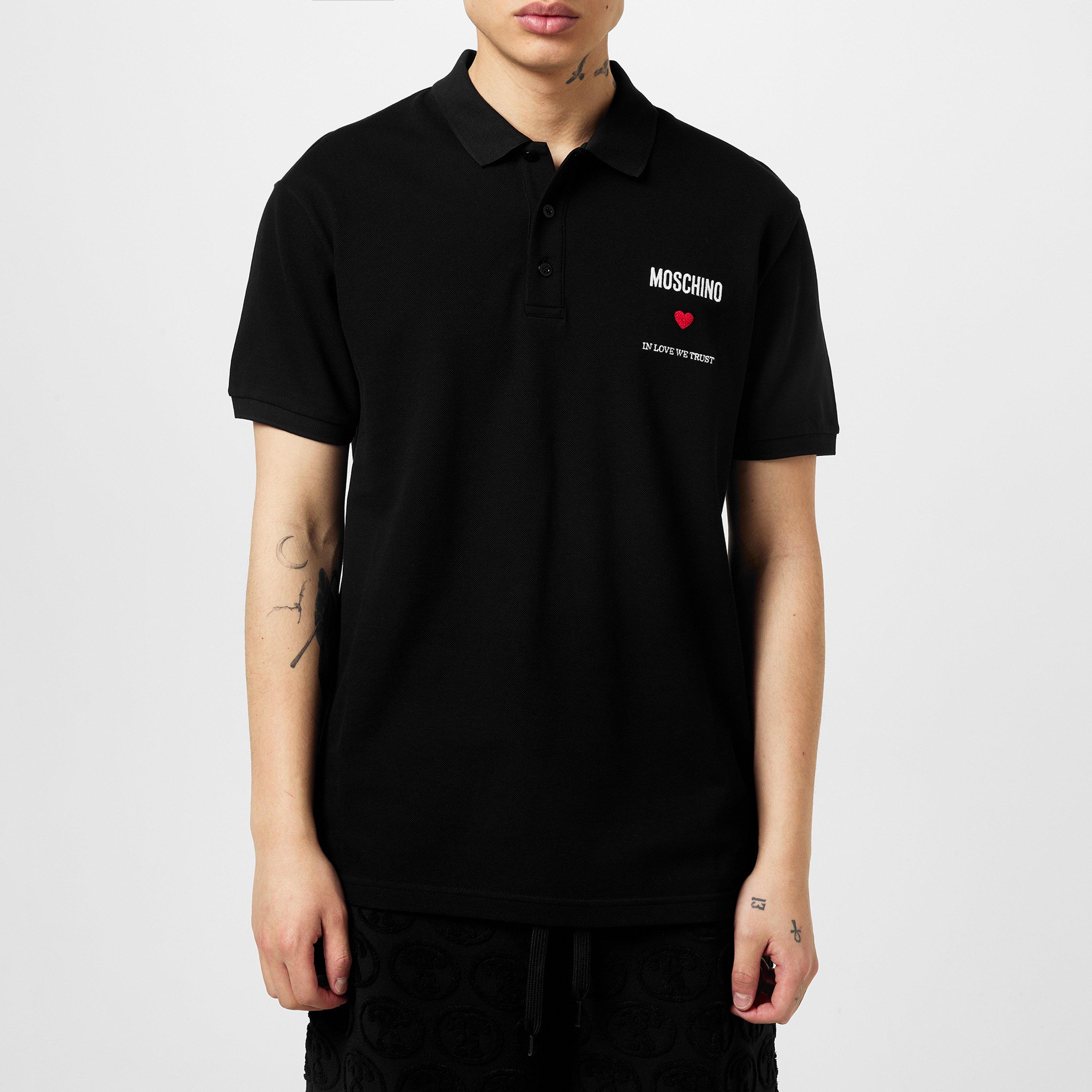 Moschino Embroidered In Love We Trust Polo Shirt Short Sleeve