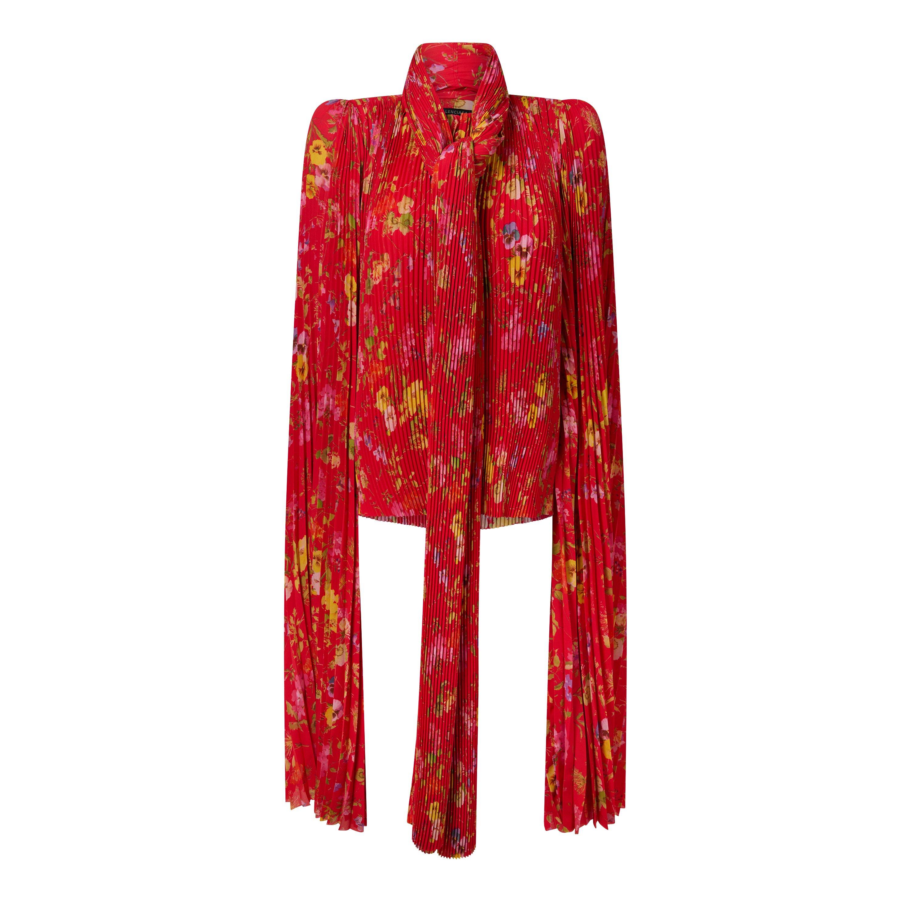 Red - Balenciaga - Women's Bal Floral Long-Sleeve Blouse - 1