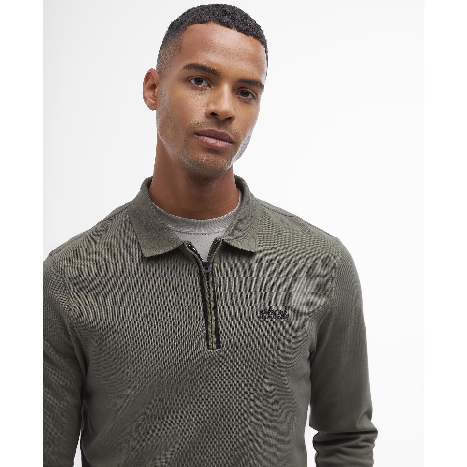 Green GN84 - Barbour International - Marshall Long-Sleeved Polo Shirt - 3