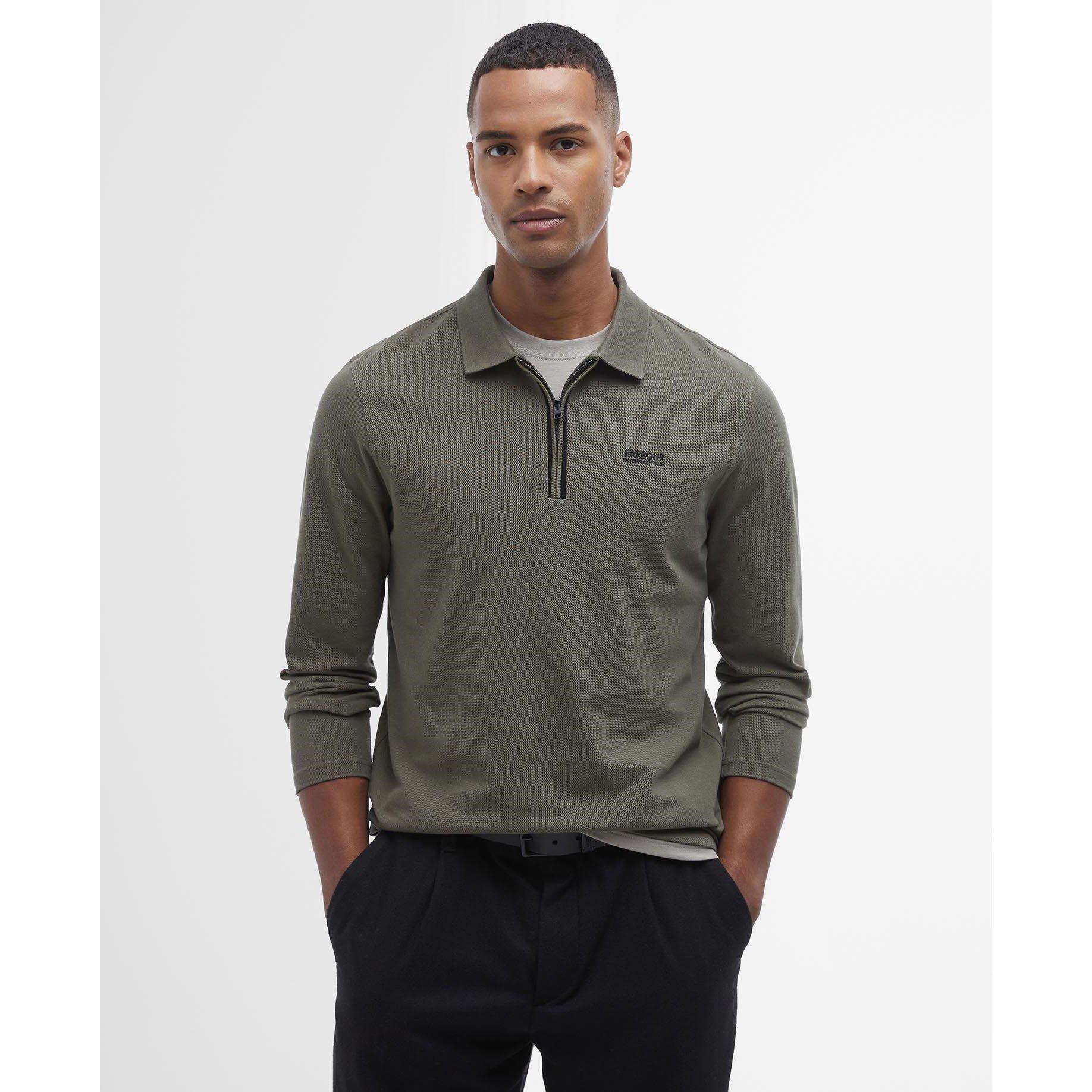 Green GN84 - Barbour International - Marshall Long-Sleeved Polo Shirt - 6
