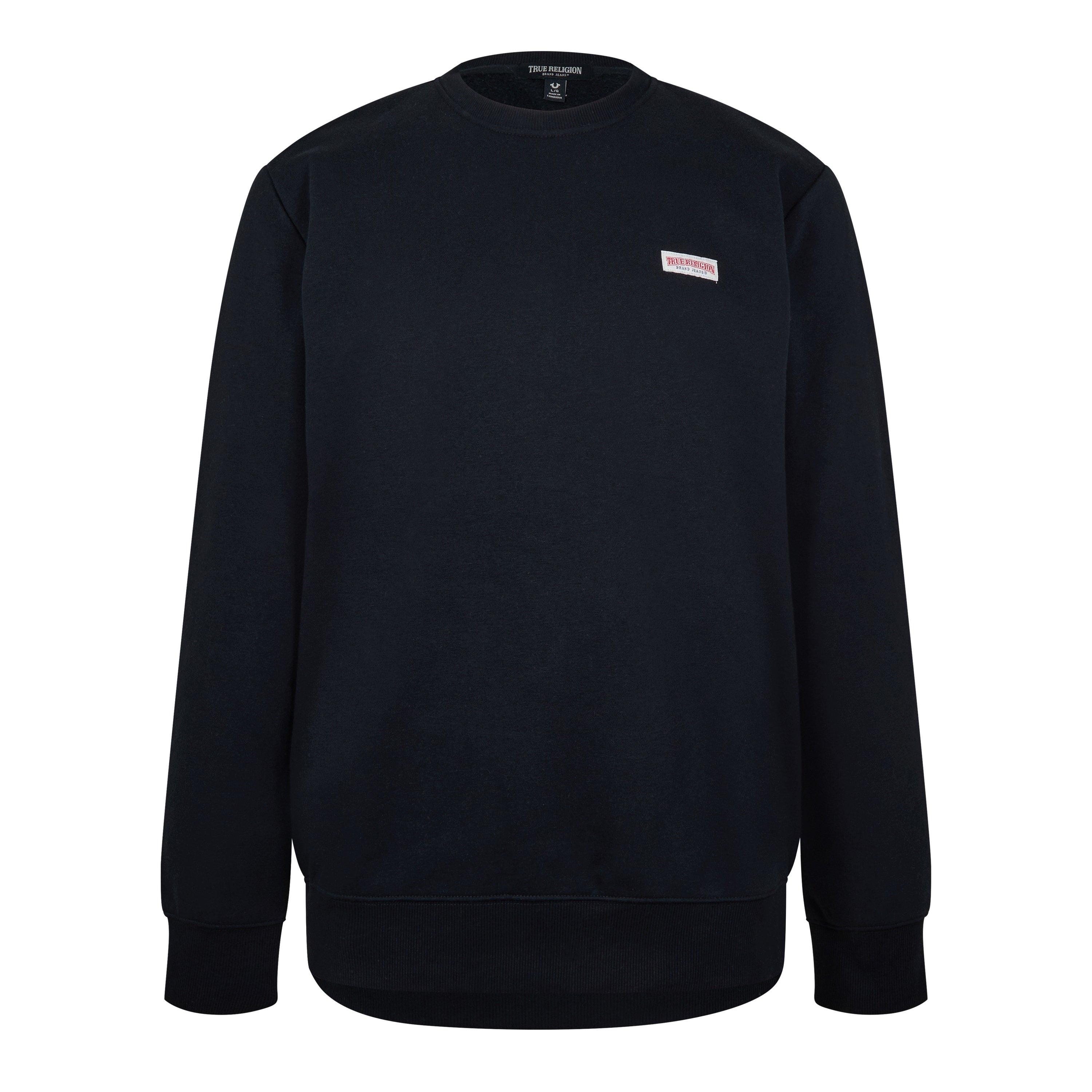 True Religion Men's Original Logo Crew-Neck Sweatshirt - Black - M