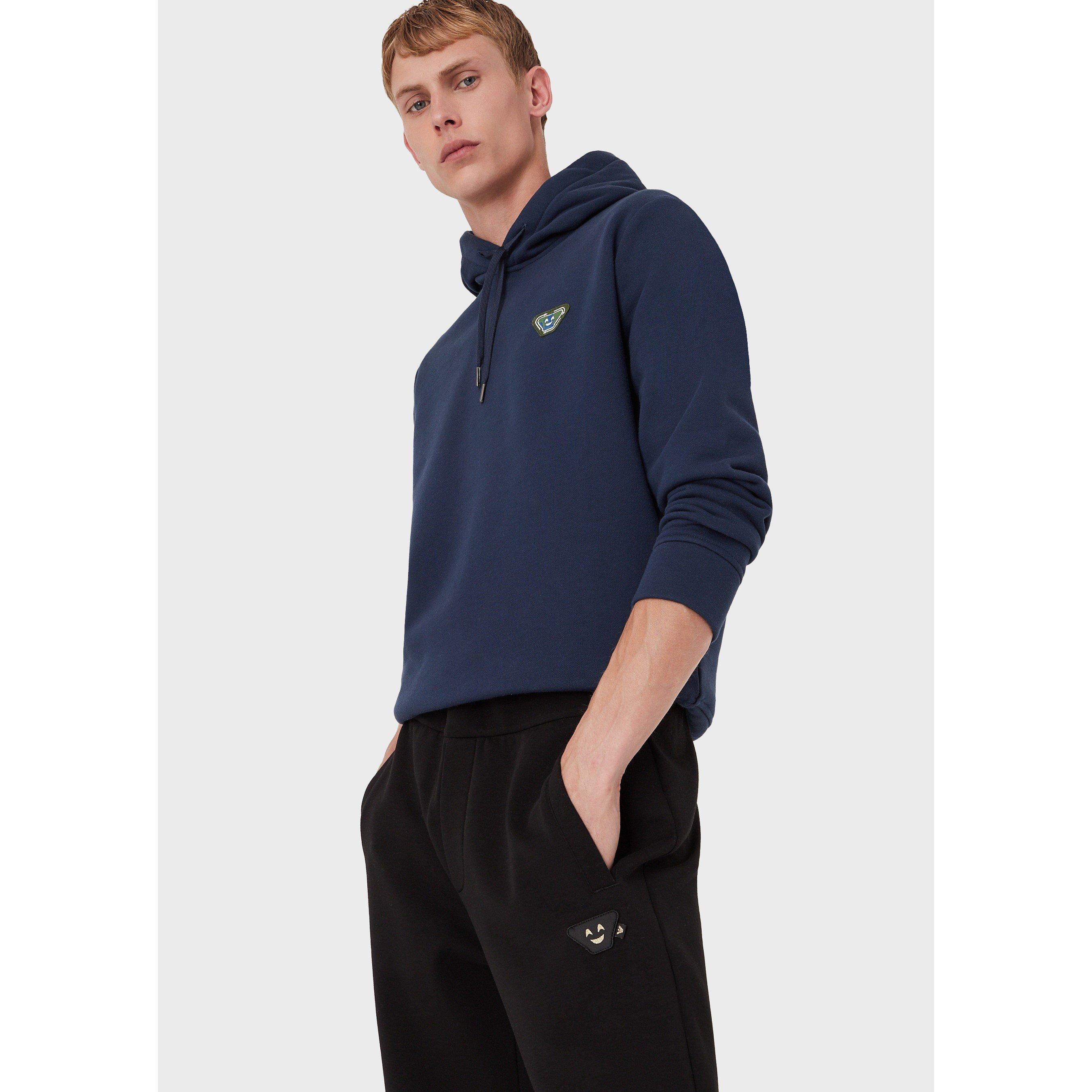 Royal Blue - Emporio Armani - Men's Log Patch Hoodie - 2