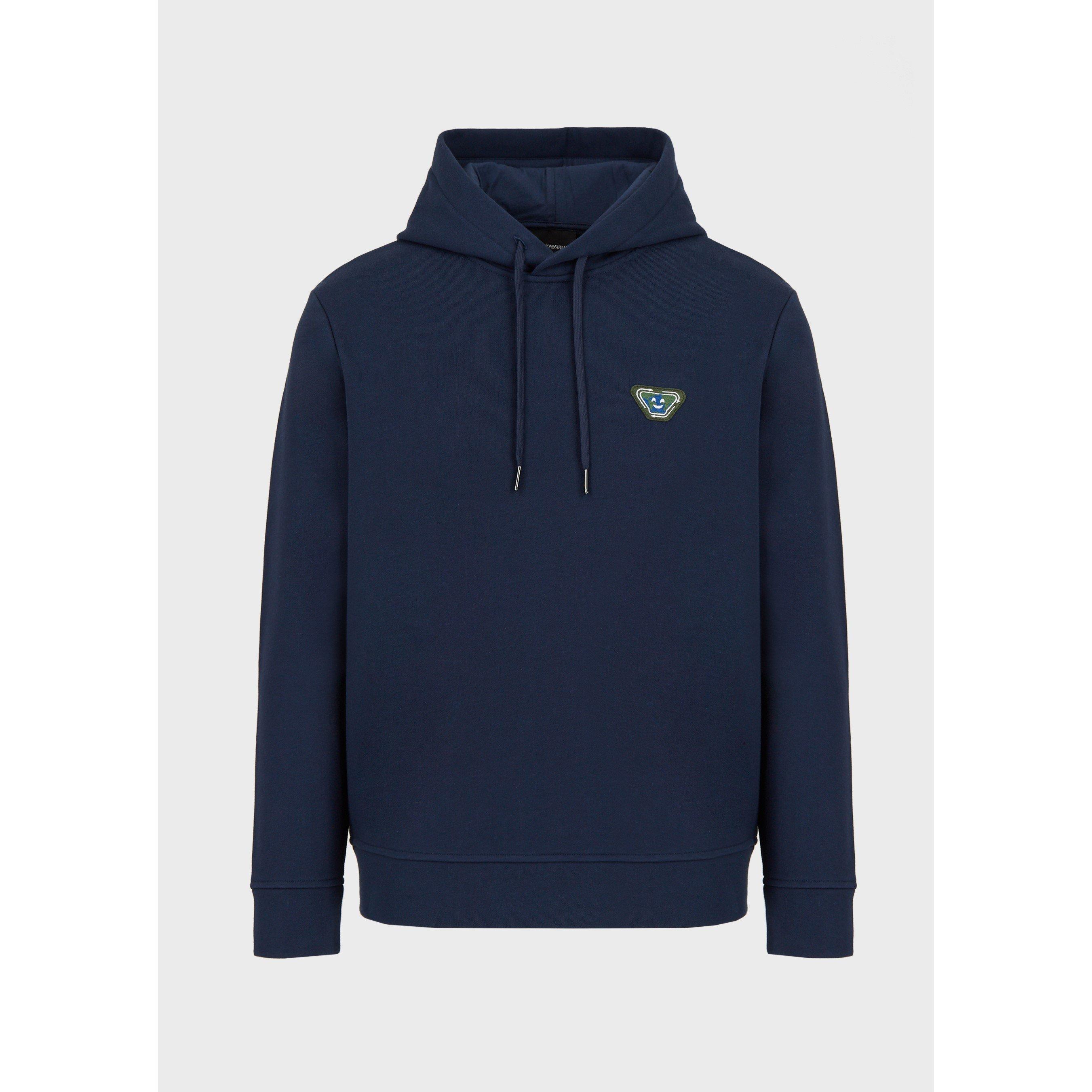 Royal Blue - Emporio Armani - Men's Log Patch Hoodie - 6