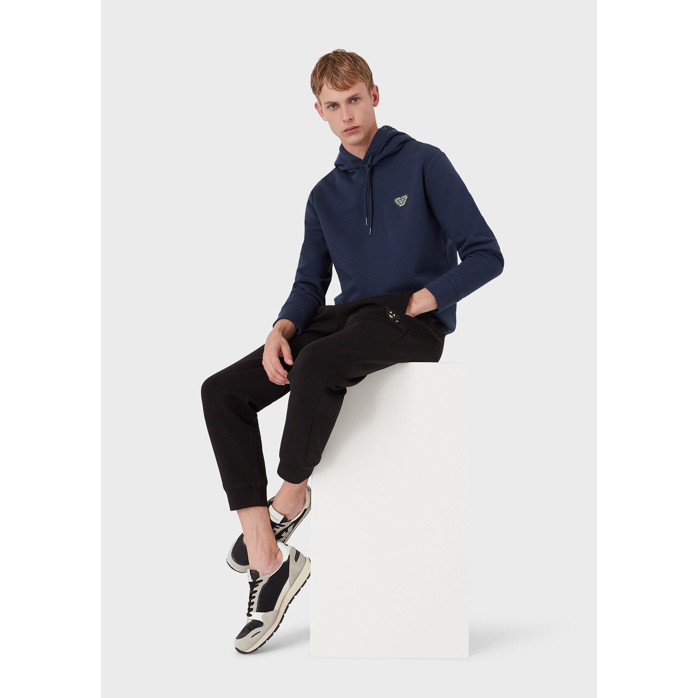 Royal Blue - Emporio Armani - Men's Log Patch Hoodie - 4