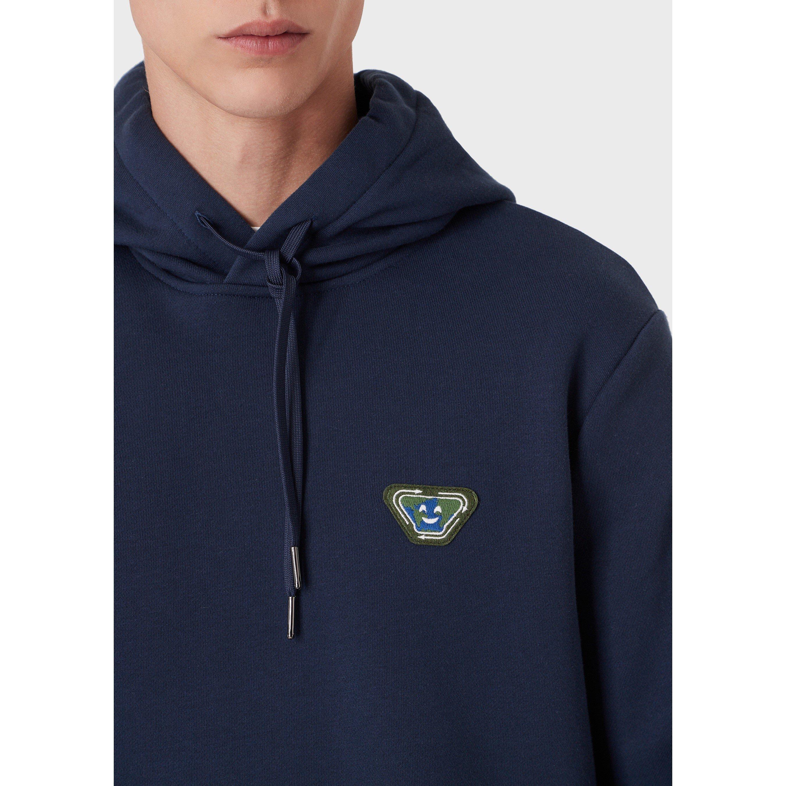 Royal Blue - Emporio Armani - Men's Log Patch Hoodie - 5