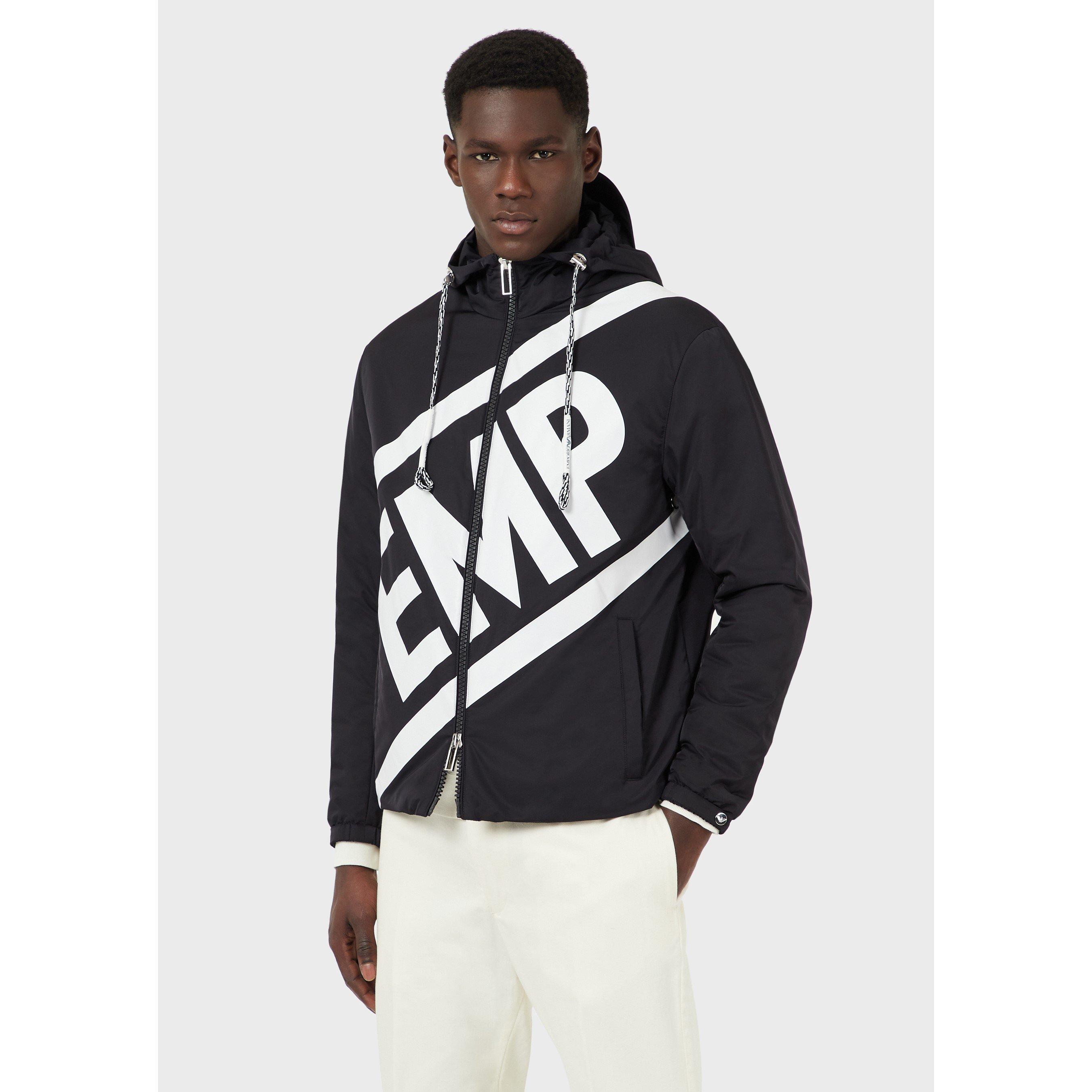 Navy Blue - Emporio Armani - Men's Logo Zip Hoodie - 1