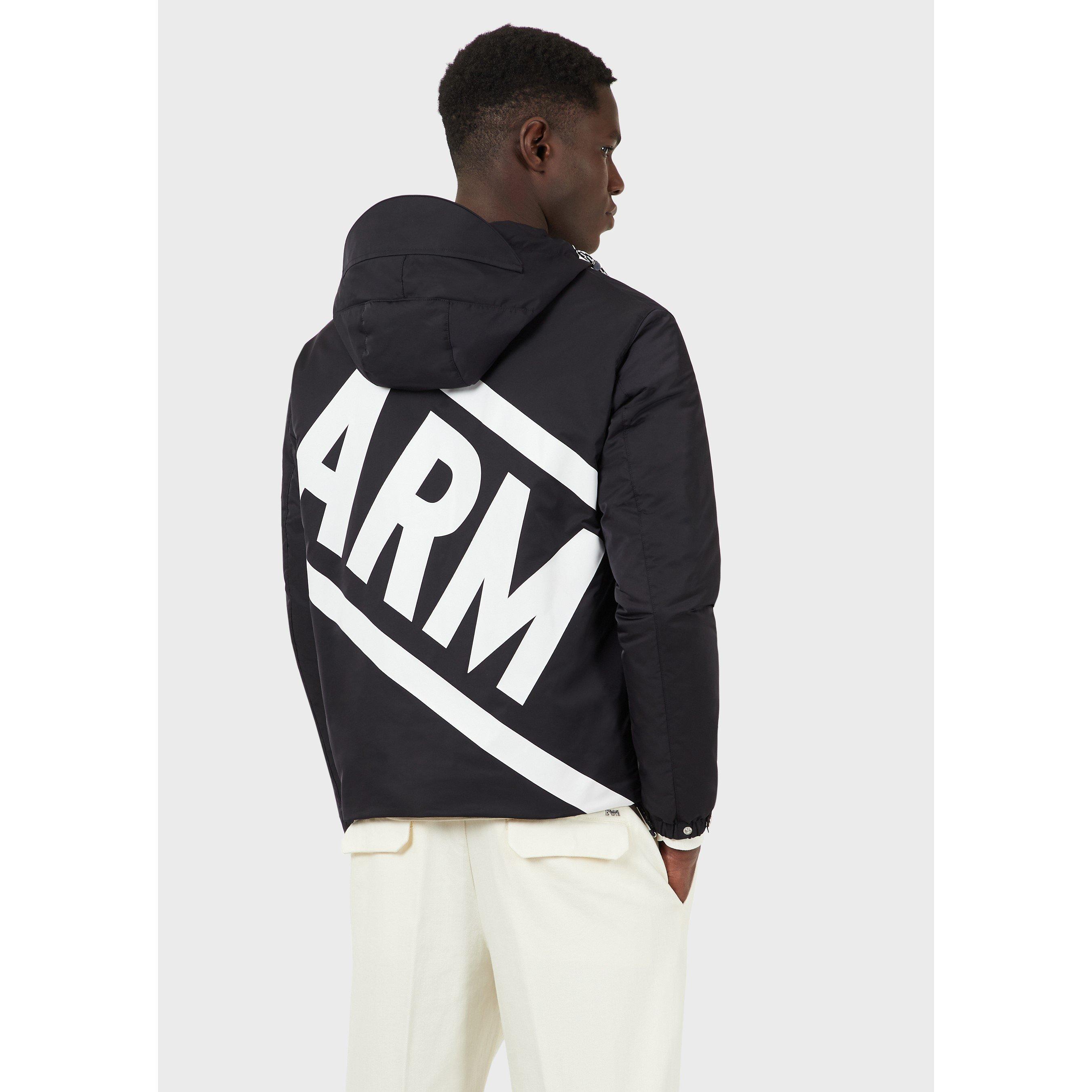 Navy Blue - Emporio Armani - Men's Logo Zip Hoodie - 3