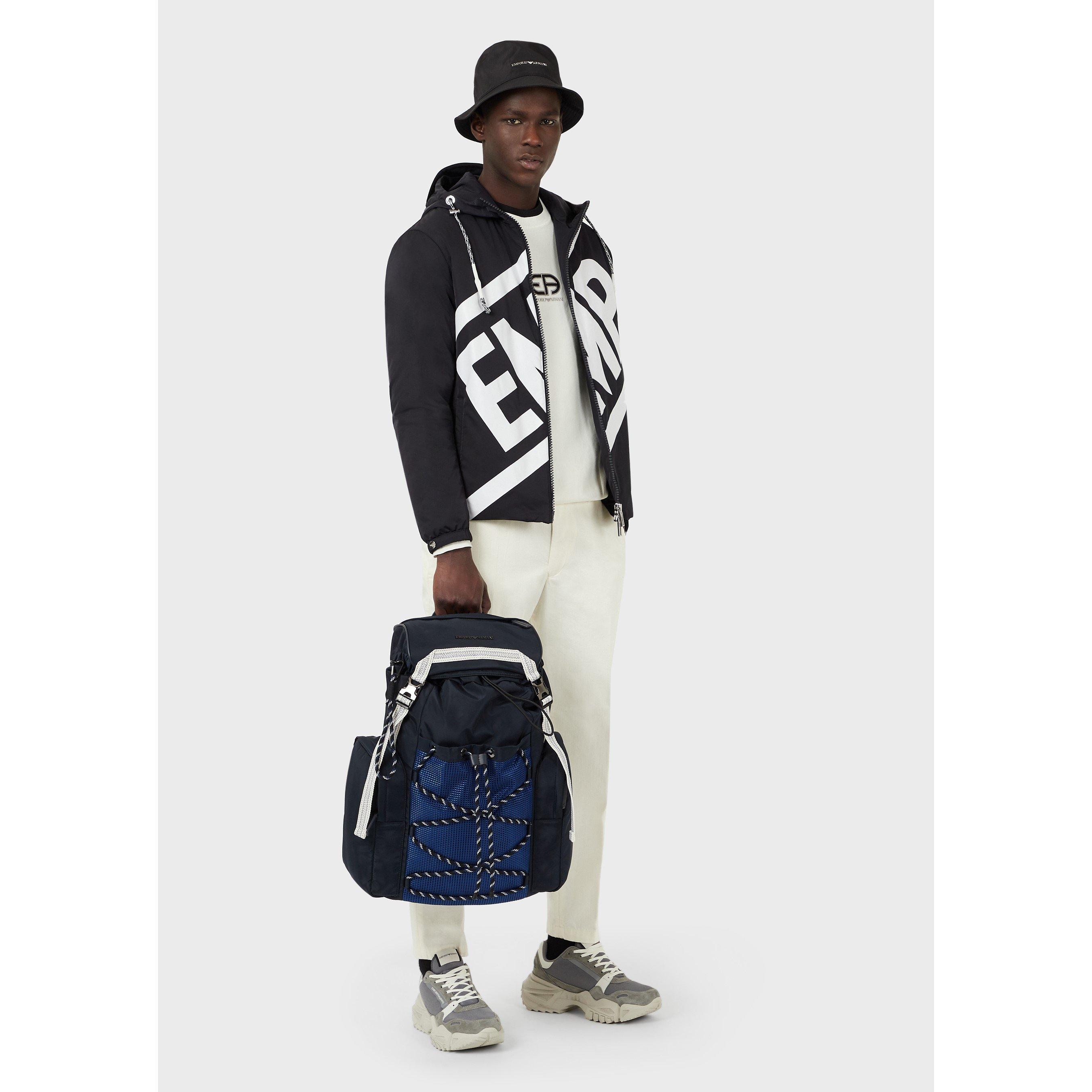 Navy Blue - Emporio Armani - Men's Logo Zip Hoodie - 4