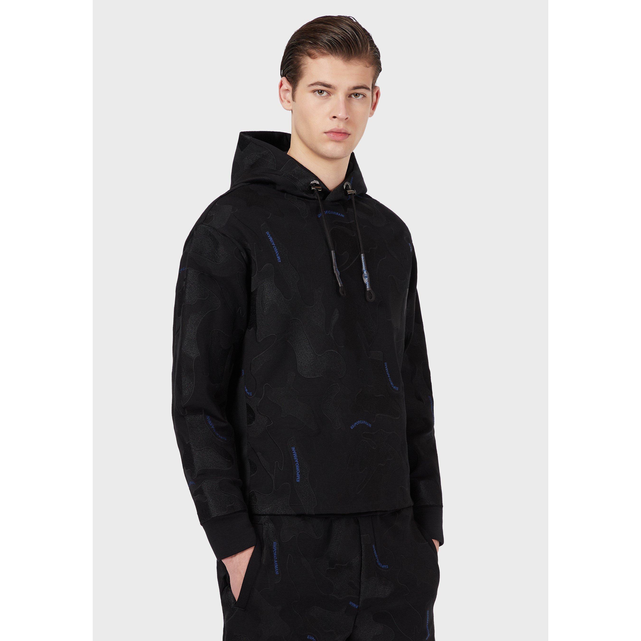 Black - Emporio Armani - Men's Printed Hoodie - 1