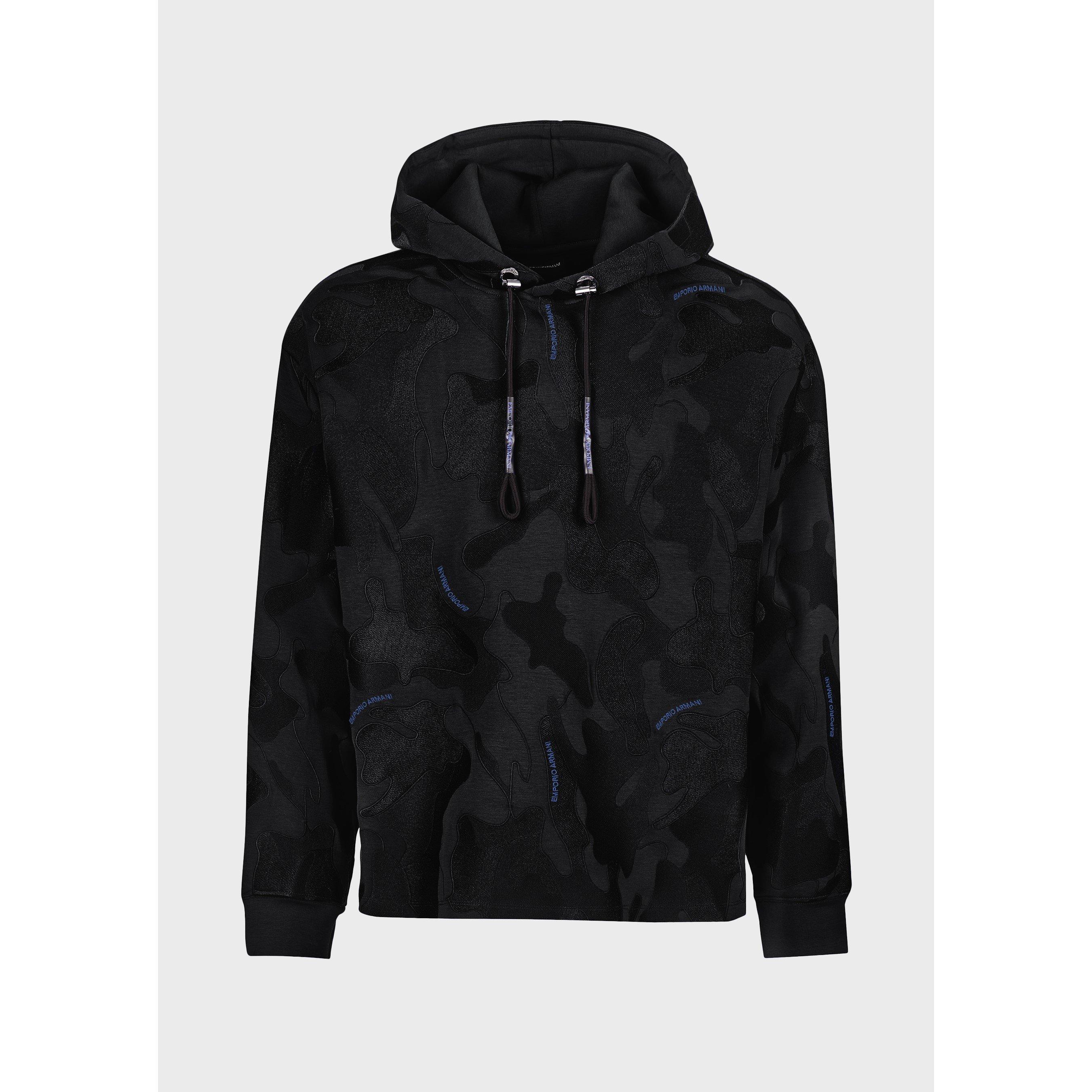 Black - Emporio Armani - Men's Printed Hoodie - 6