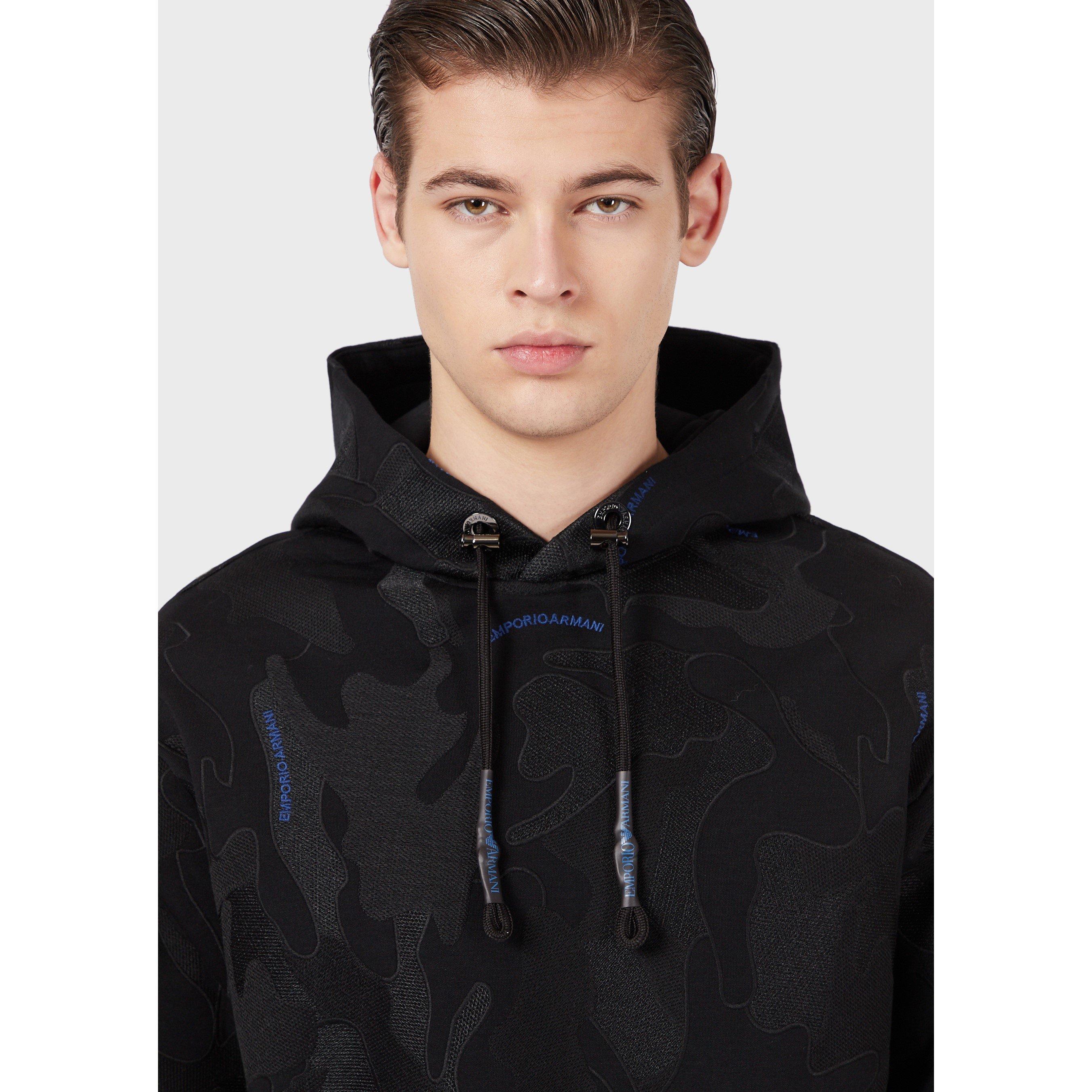Black - Emporio Armani - Men's Printed Hoodie - 5