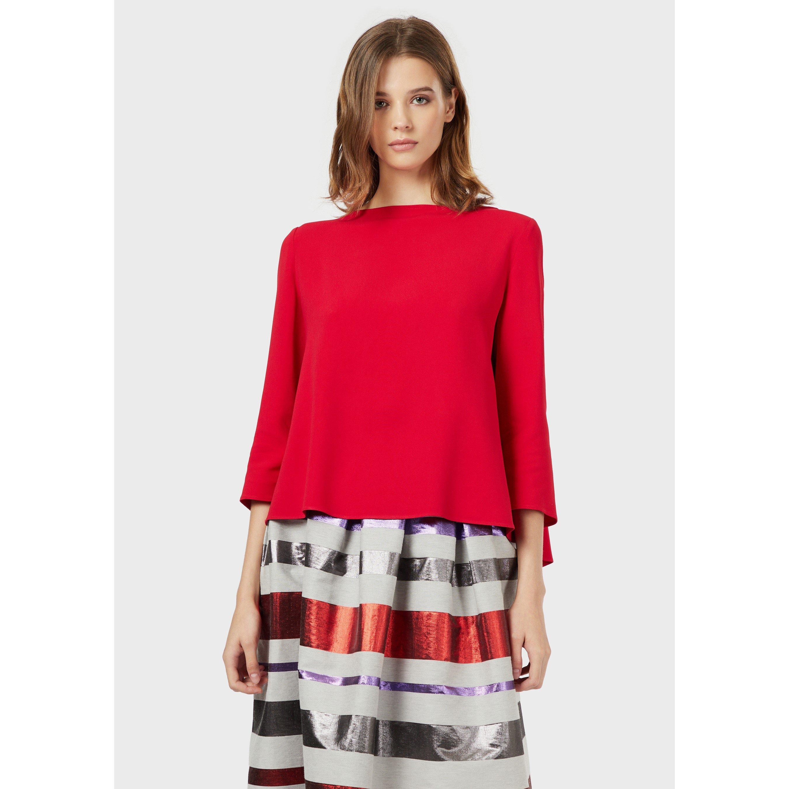 Coral Red - Emporio Armani - Women's Relaxed Long-Sleeve Blouse - 1