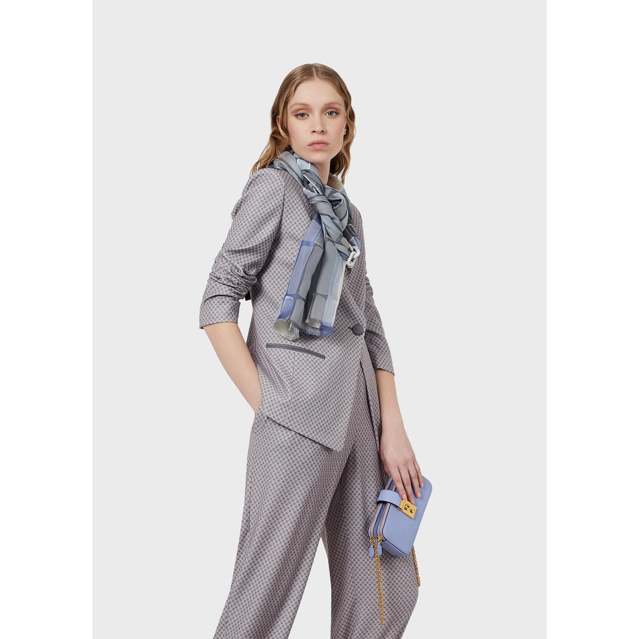Grey Check - Emporio Armani - Women's Pleated Straight Leg Trouser - 2