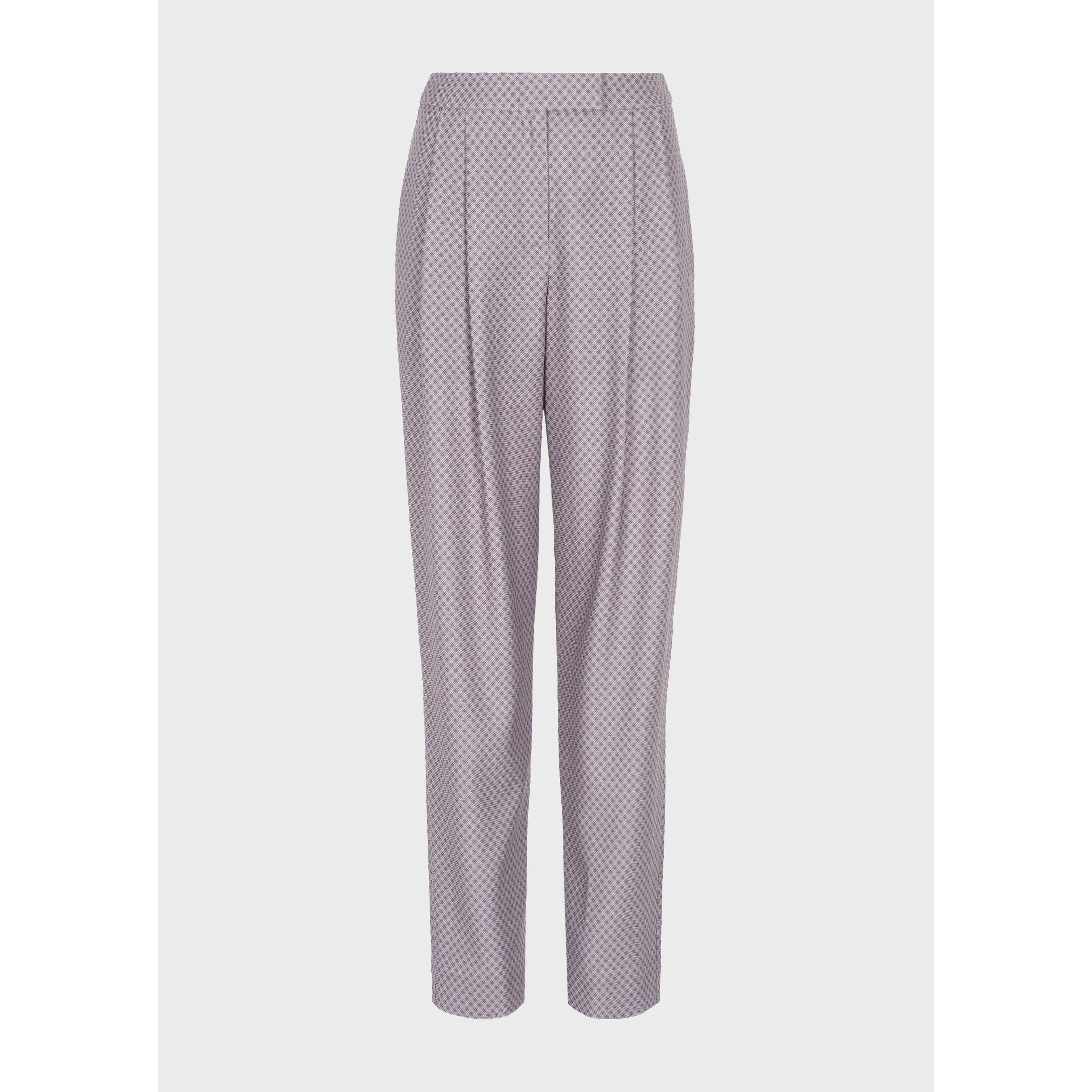 Grey Check - Emporio Armani - Women's Pleated Straight Leg Trouser - 6