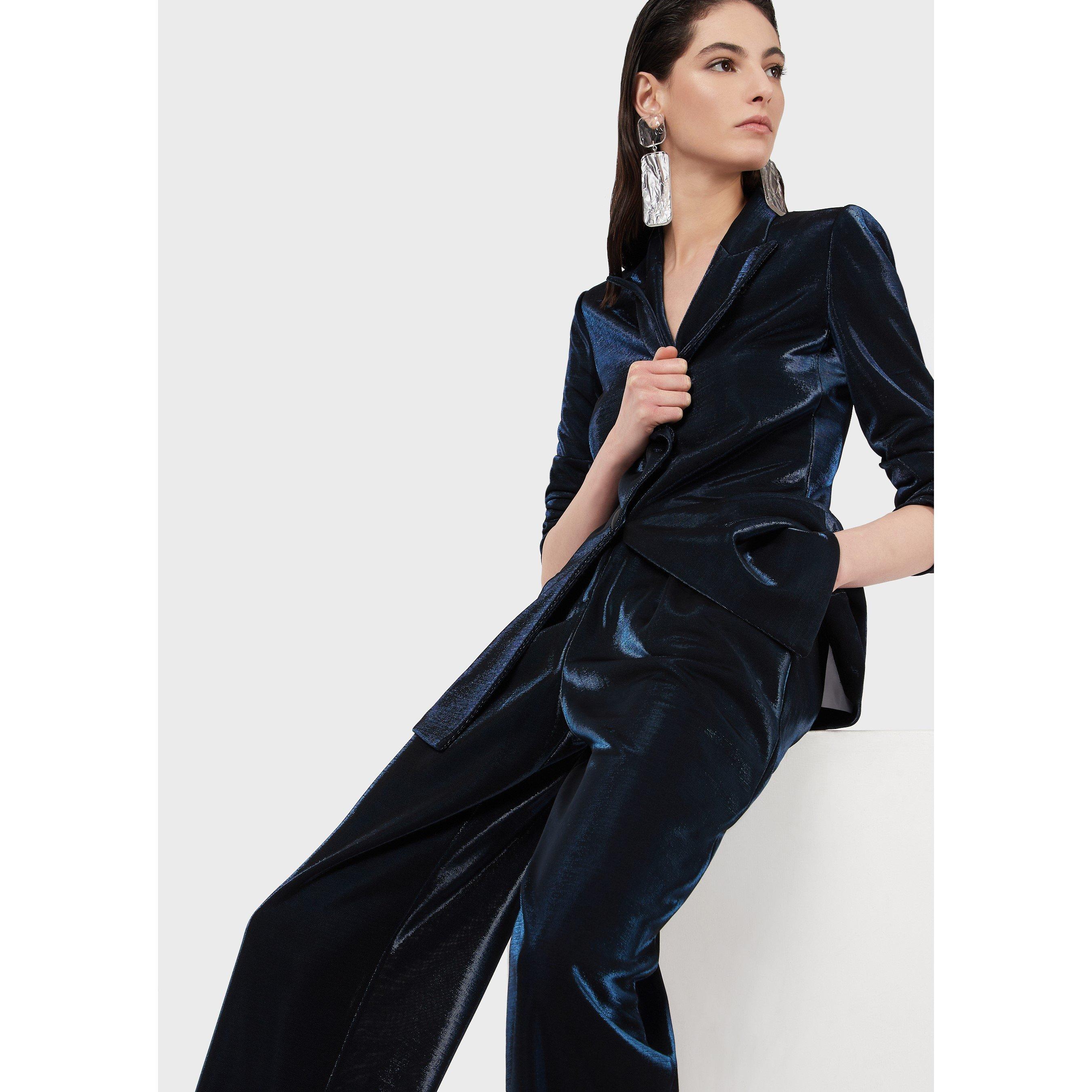 Navy Blue - Emporio Armani - Women's Straight Leg Trousers - 2