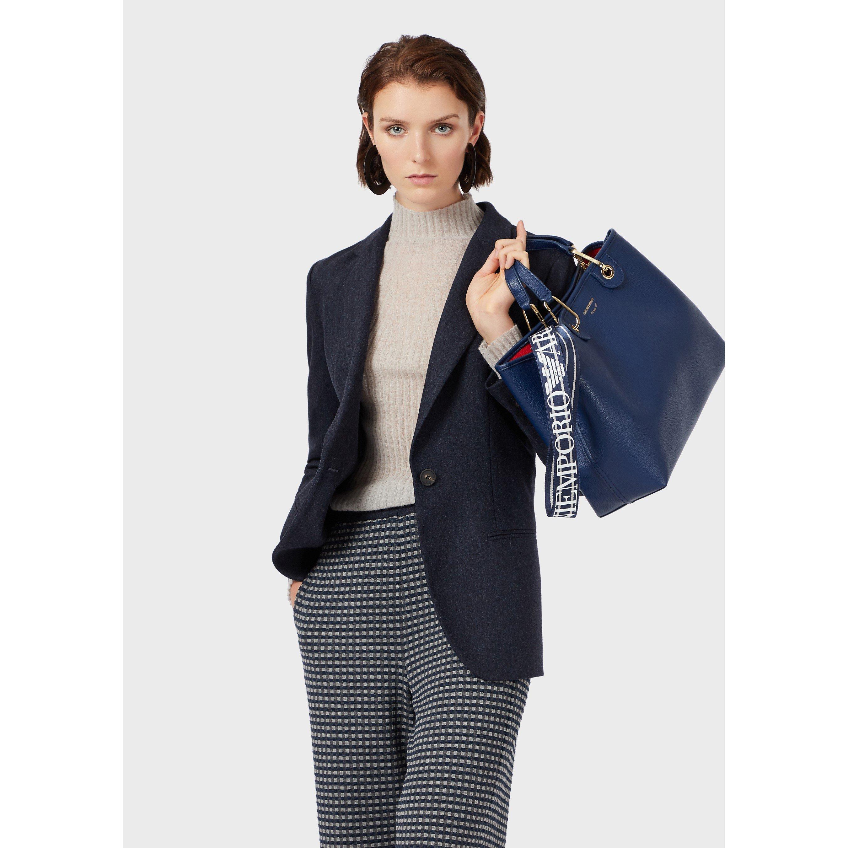 B/W Multi - Emporio Armani - Women's Patterned Straight Leg Trousers - 2