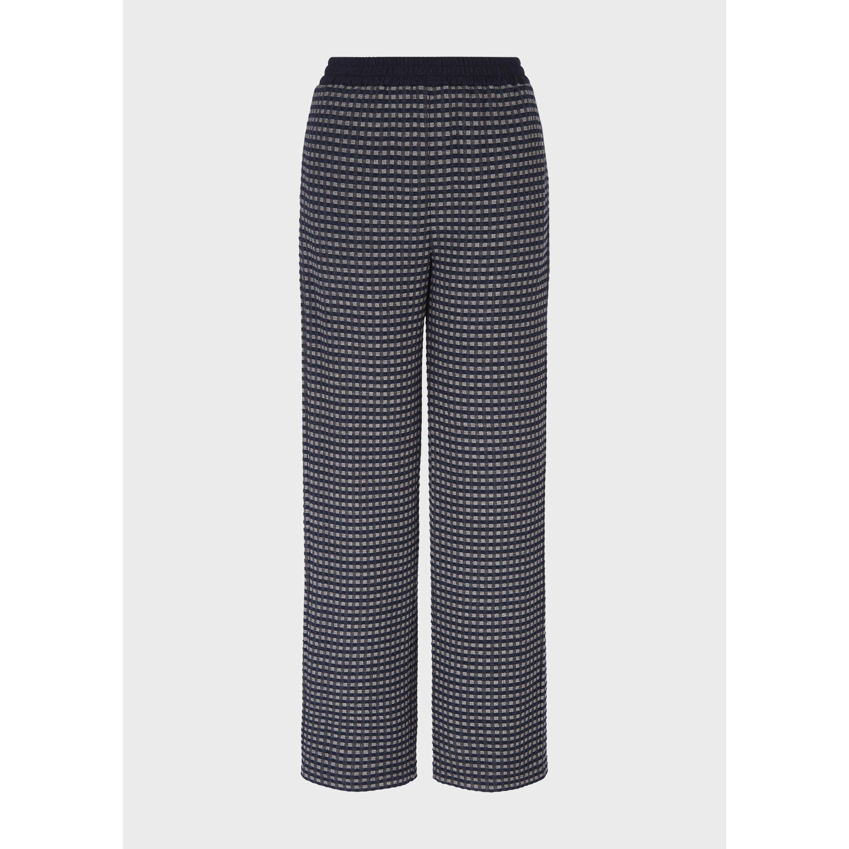 B/W Multi - Emporio Armani - Women's Patterned Straight Leg Trousers - 6