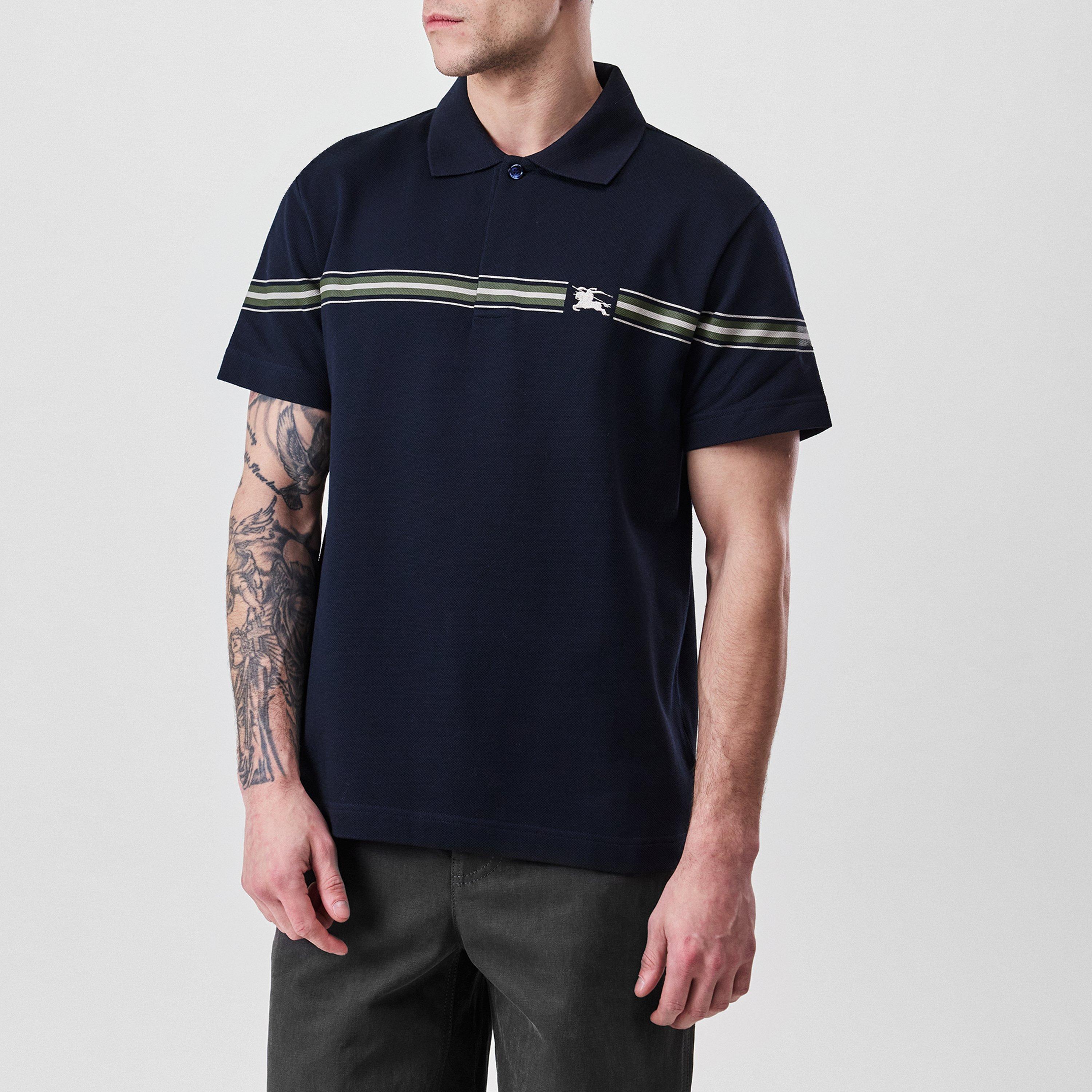 Burberry Ekd Stripe Polo Shirt - Navy - S