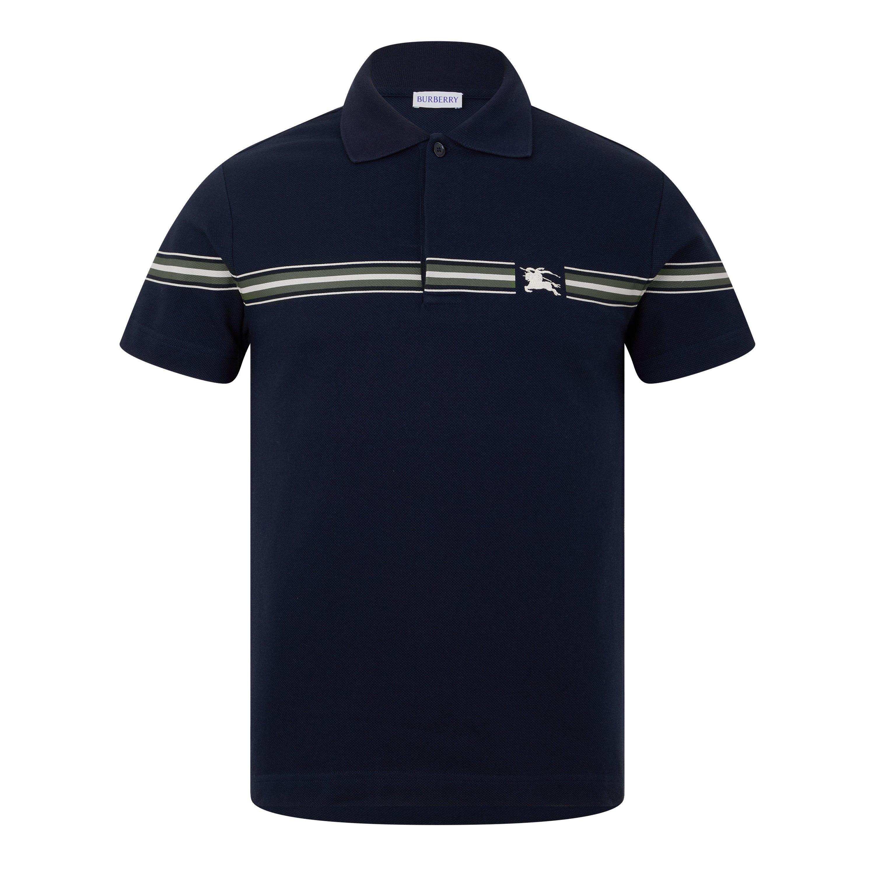 Navy - Burberry - Ekd Stripe Polo Shirt - 5