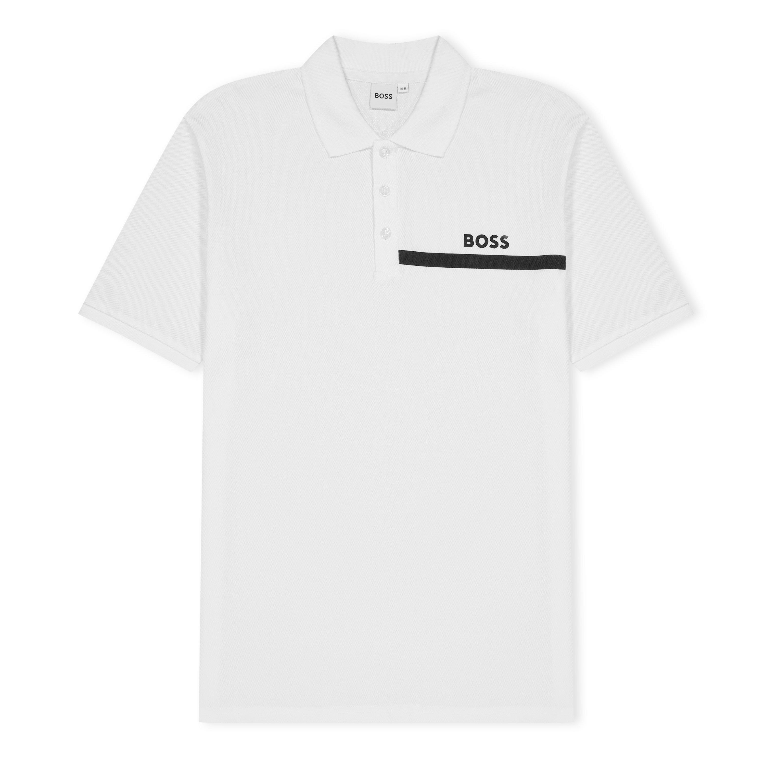 Boss Men's White 10P Kids Short-Sleeve Polo, Logo Design - 12Y
