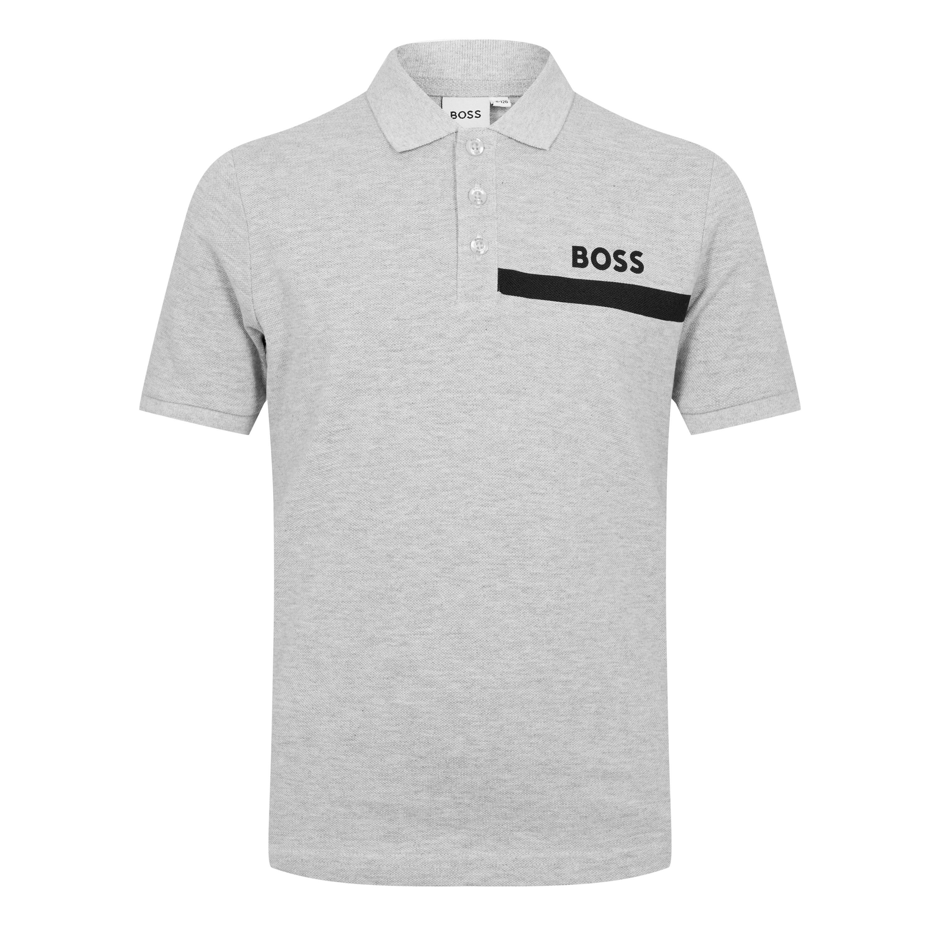 Boss Men's Grey A32 Kids Short-Sleeve Polo, Logo Design - 12Y