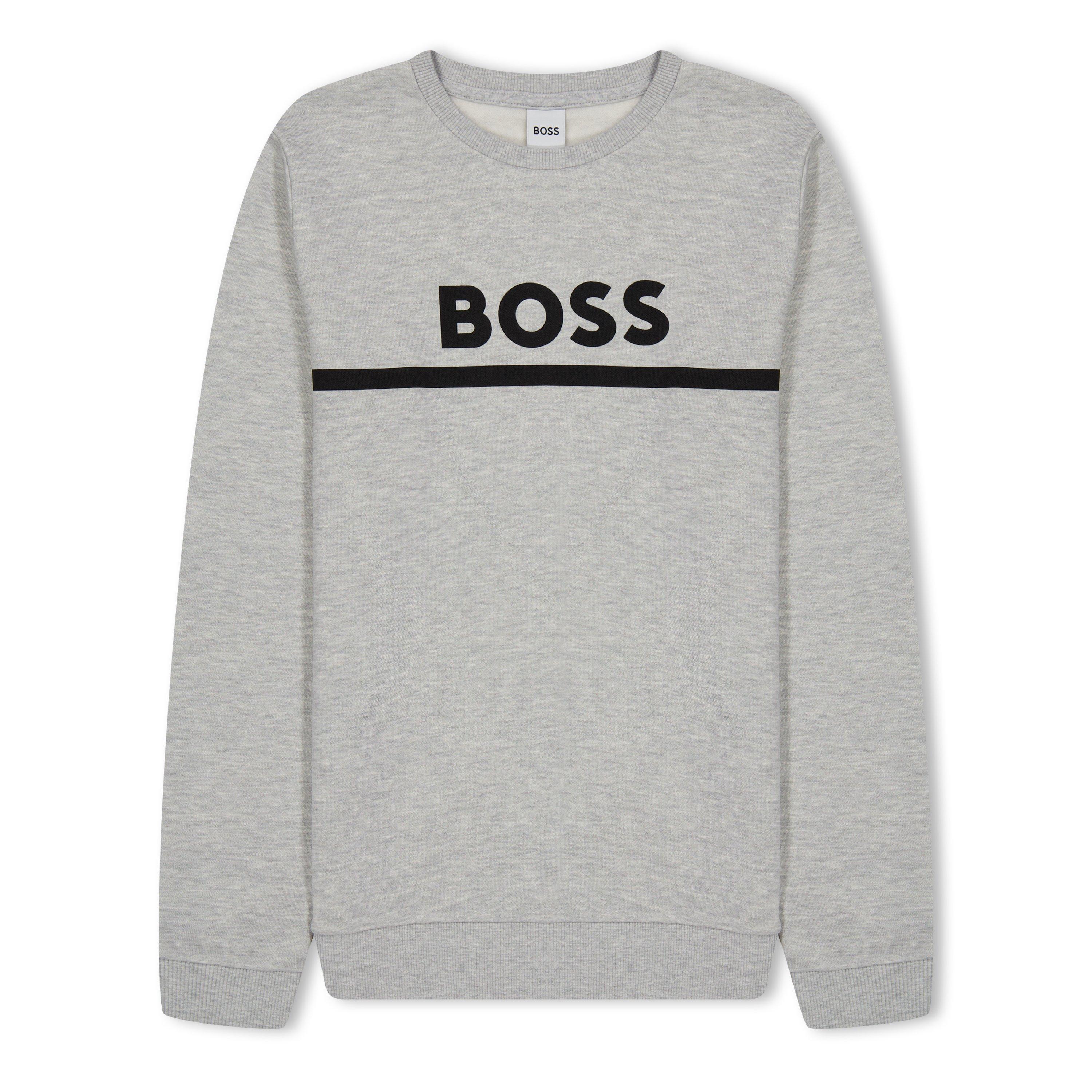 Boss Boys Kids Large Logo Sweatshirt, Logo Design - Grey A32 - 16 Yrs