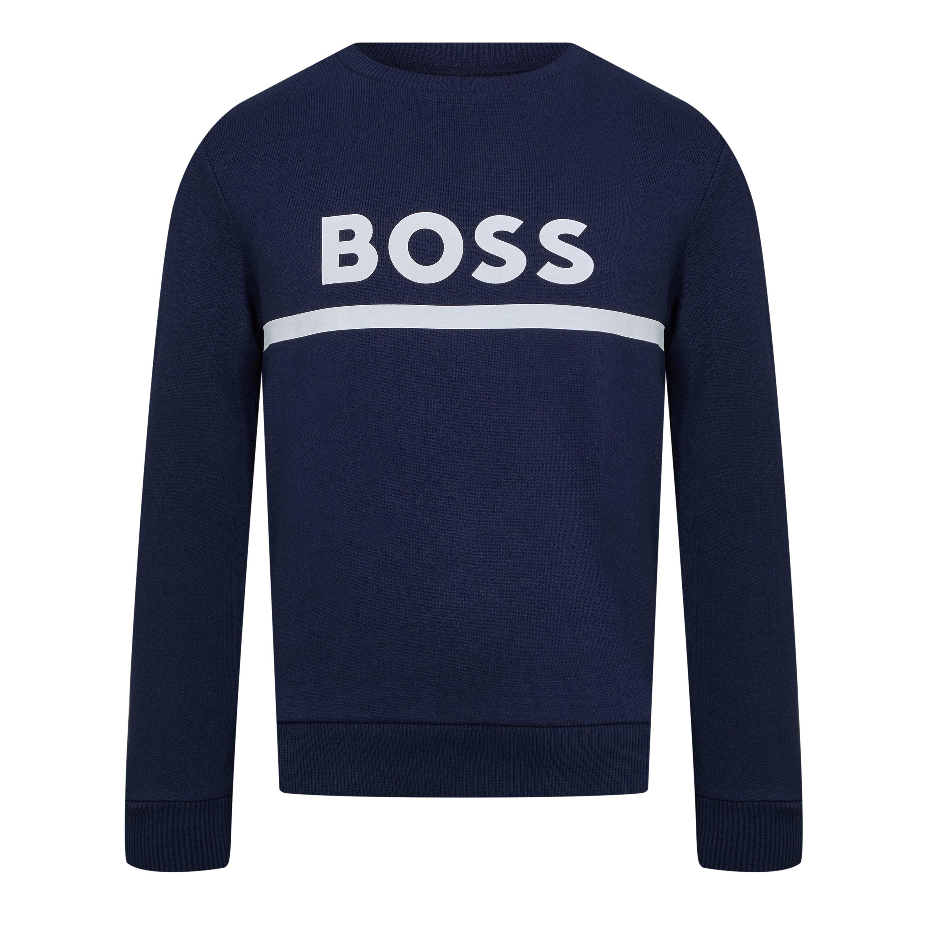 Boss Boys Kids Large Logo Sweatshirt, Logo Design - Navy 849 - 14 Yrs