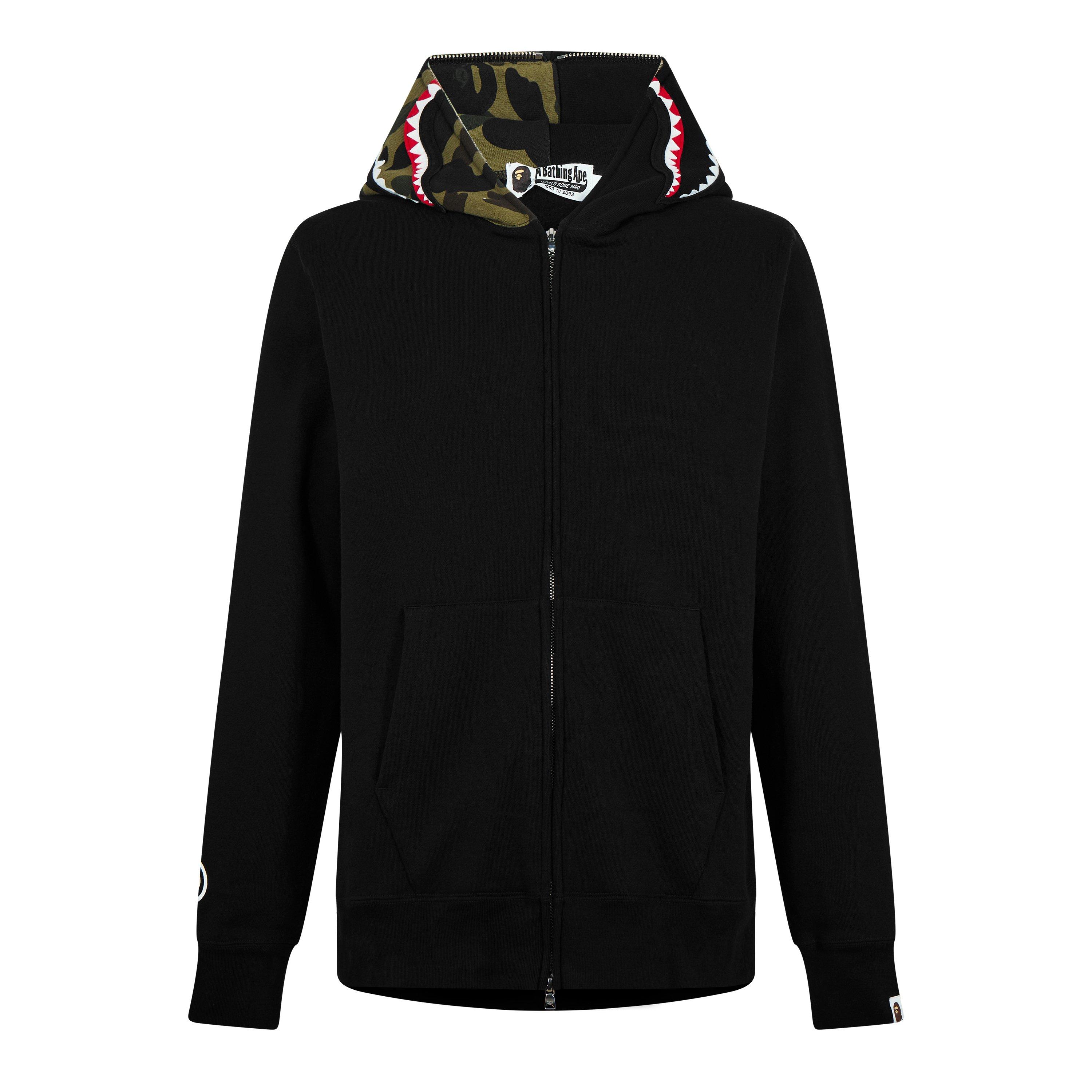 Black - A Bathing Ape - Giant Shark Zip Hoodie - 1