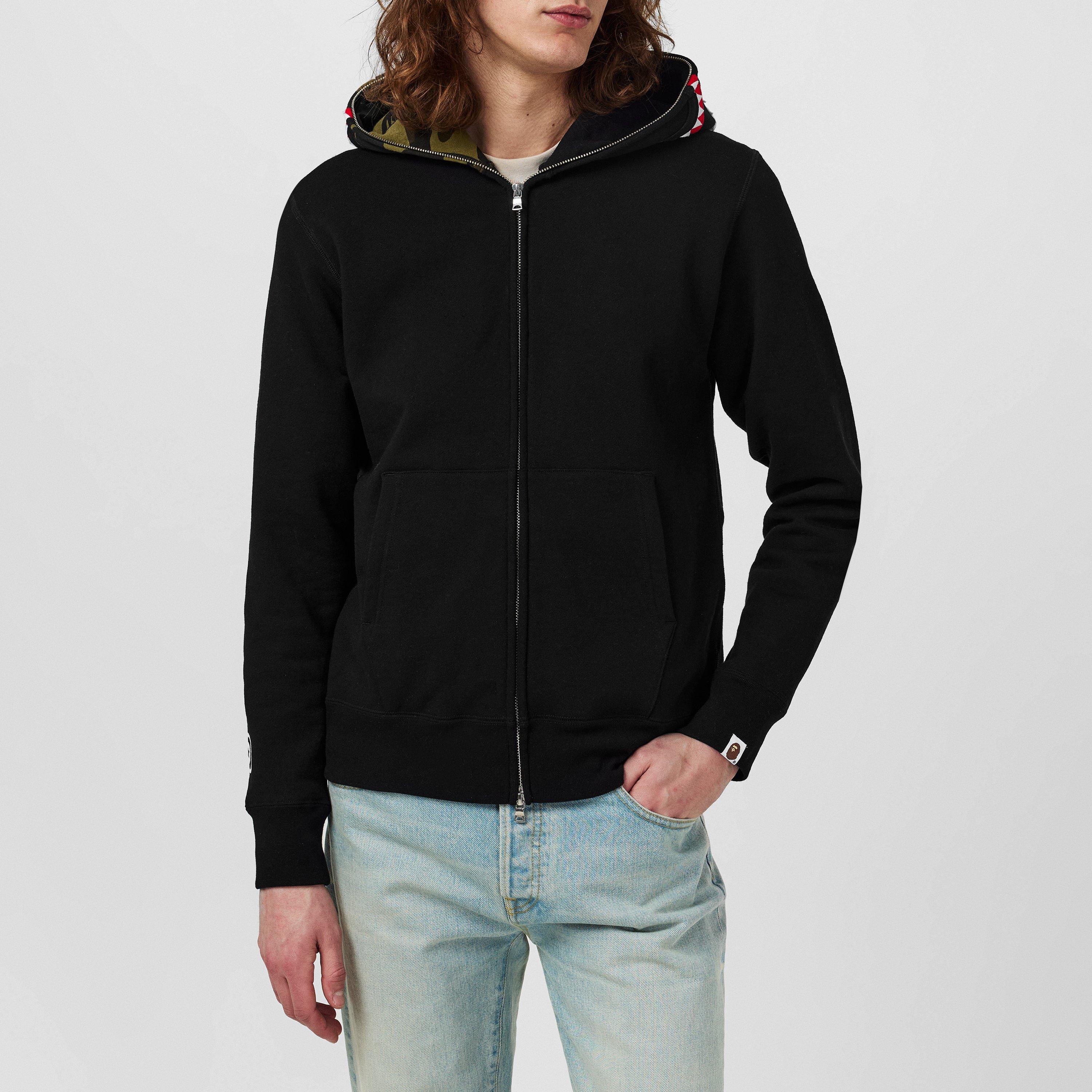 Black - A Bathing Ape - Giant Shark Zip Hoodie - 3