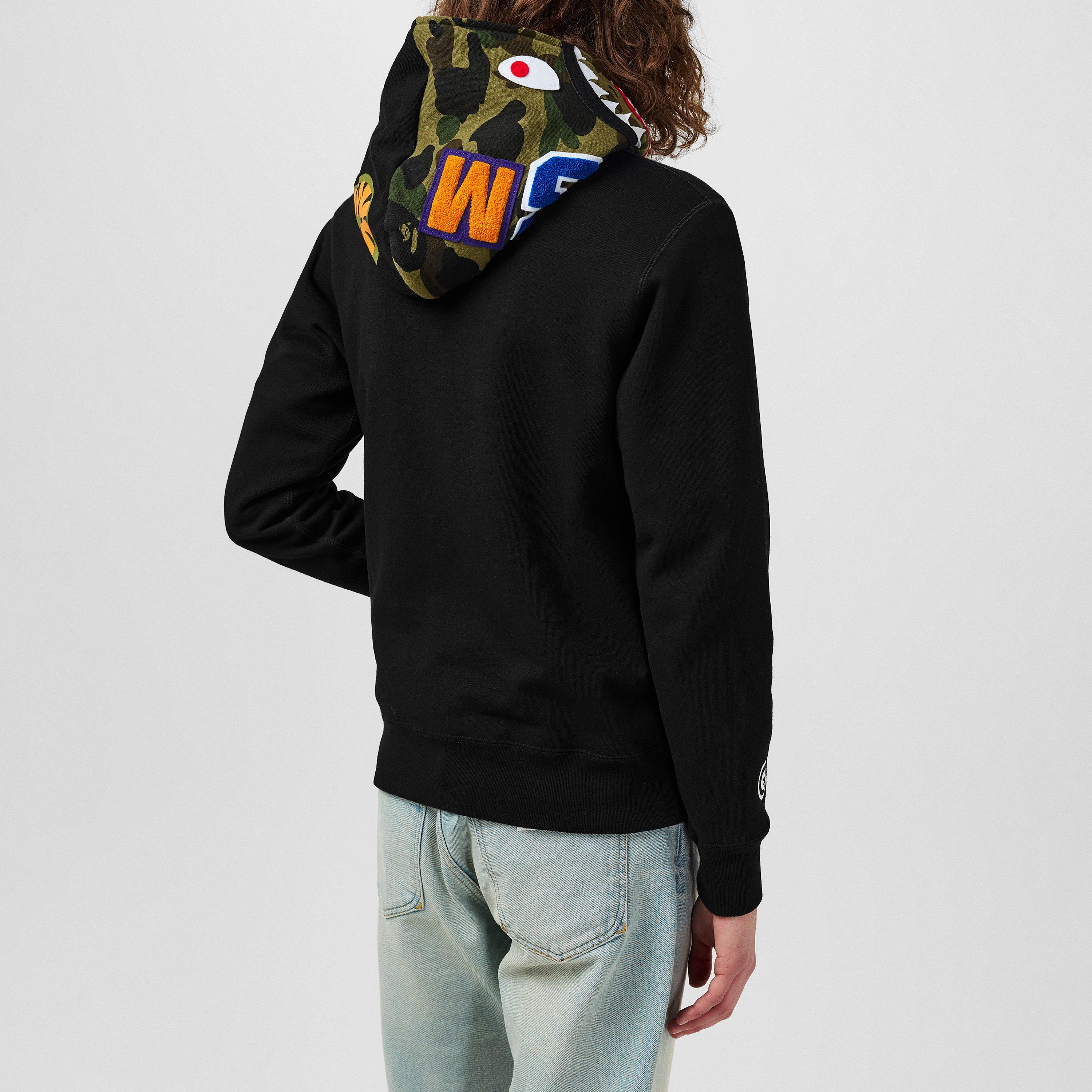 Black - A Bathing Ape - Giant Shark Zip Hoodie - 4