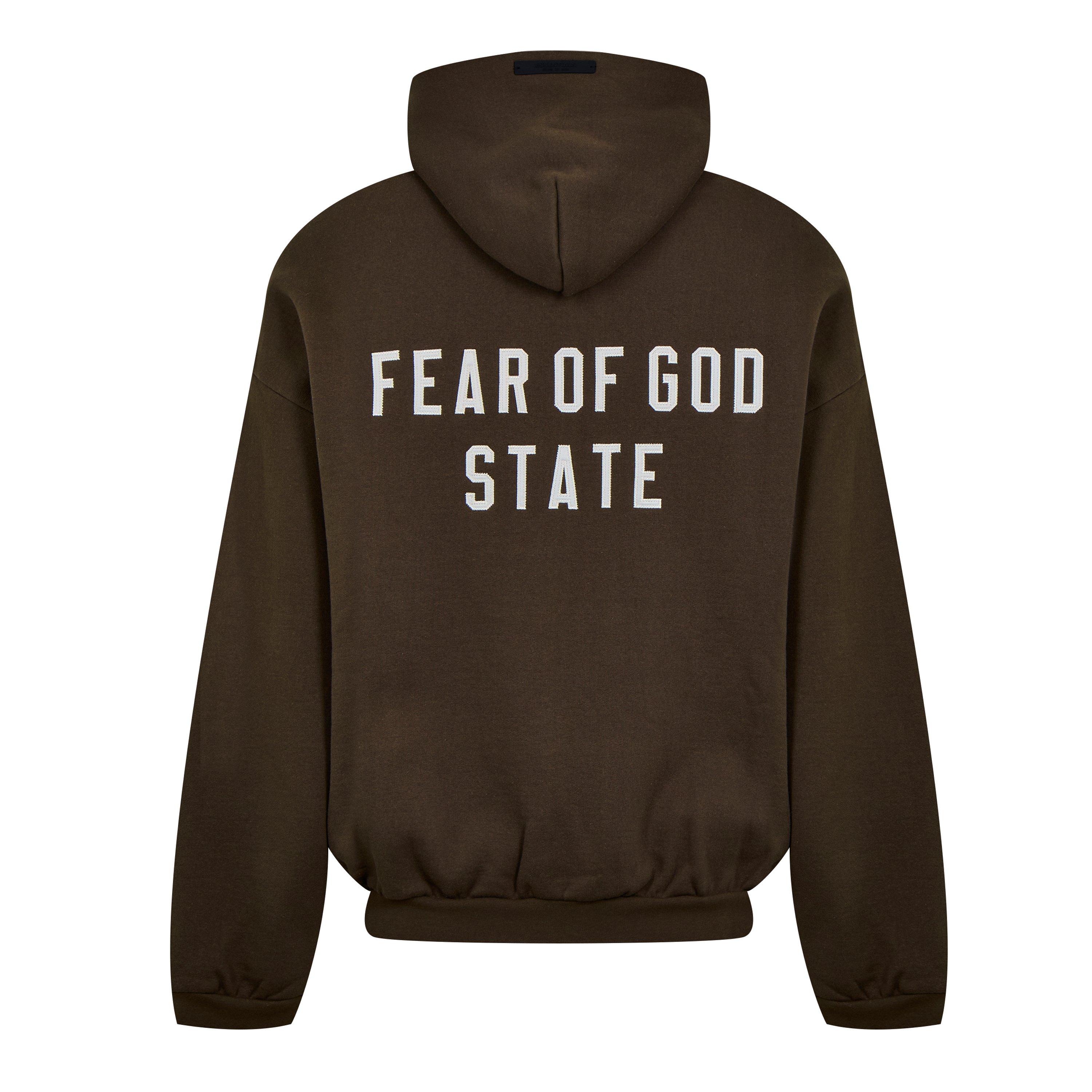 Brown - Fear Of God Essentials - Men's Logo Print Zip Hoodie - 2