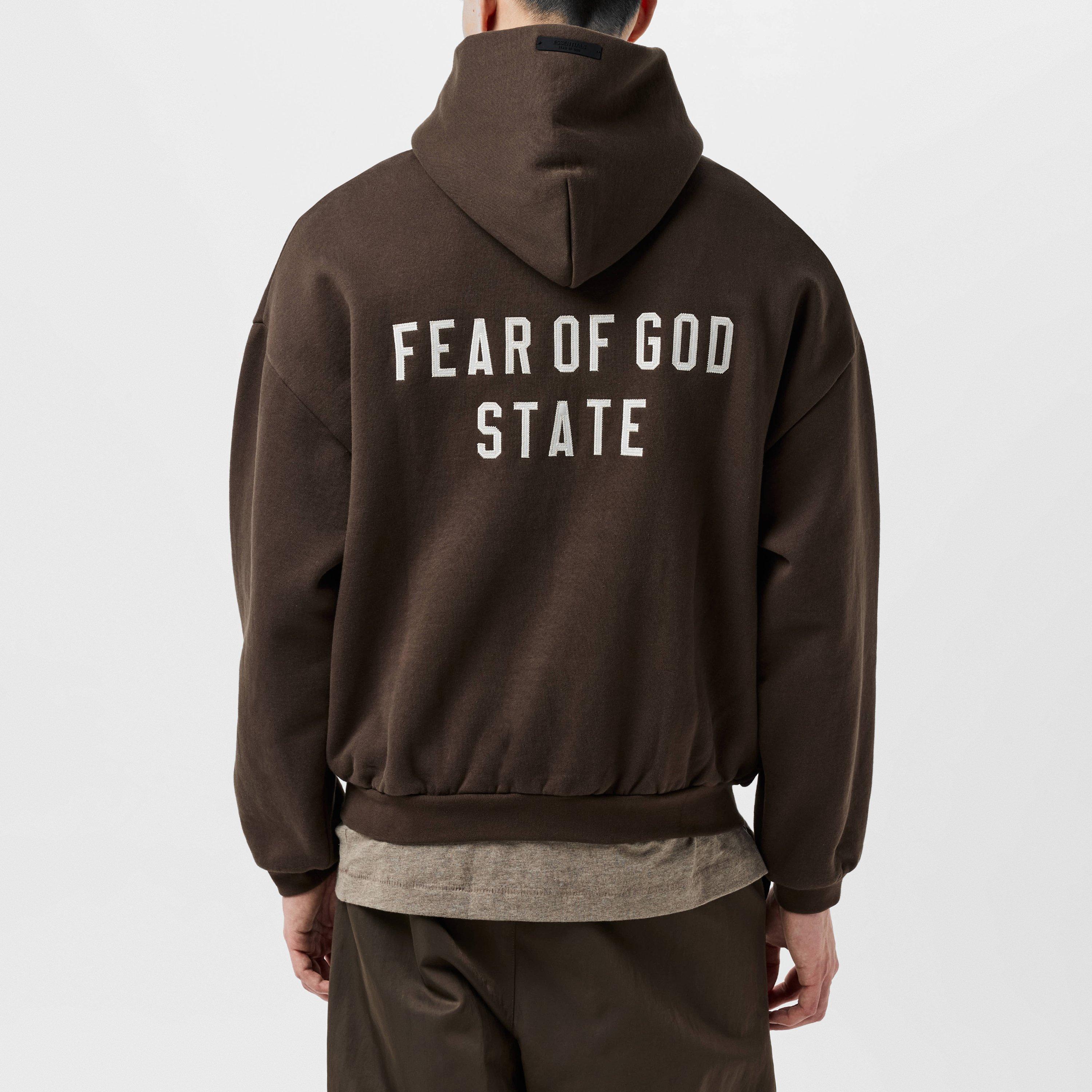 Brown - Fear Of God Essentials - Men's Logo Print Zip Hoodie - 4